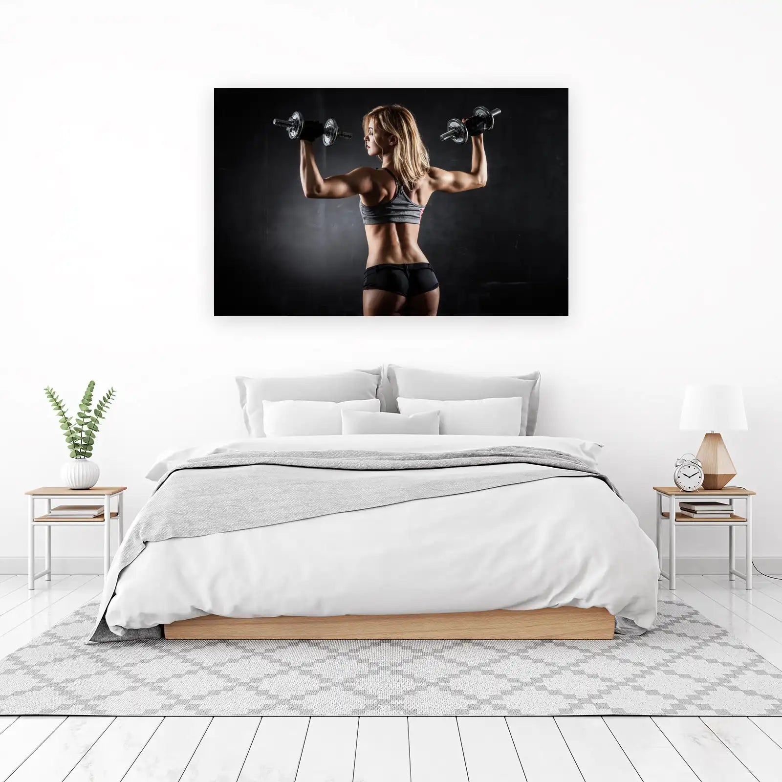 Powerful Female Athlete Dumbbell Workout Wall Art
