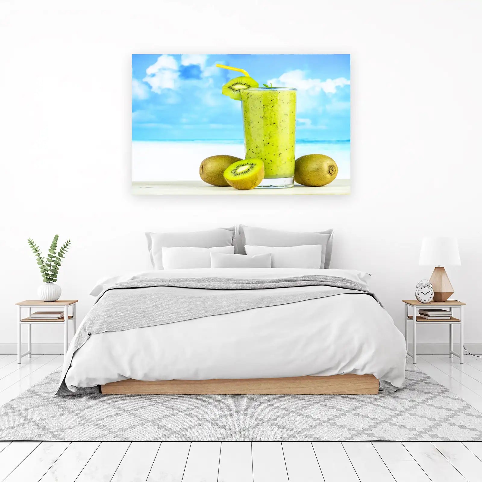 Vibrant Kiwi Smoothie Beach Vibes Wall Art