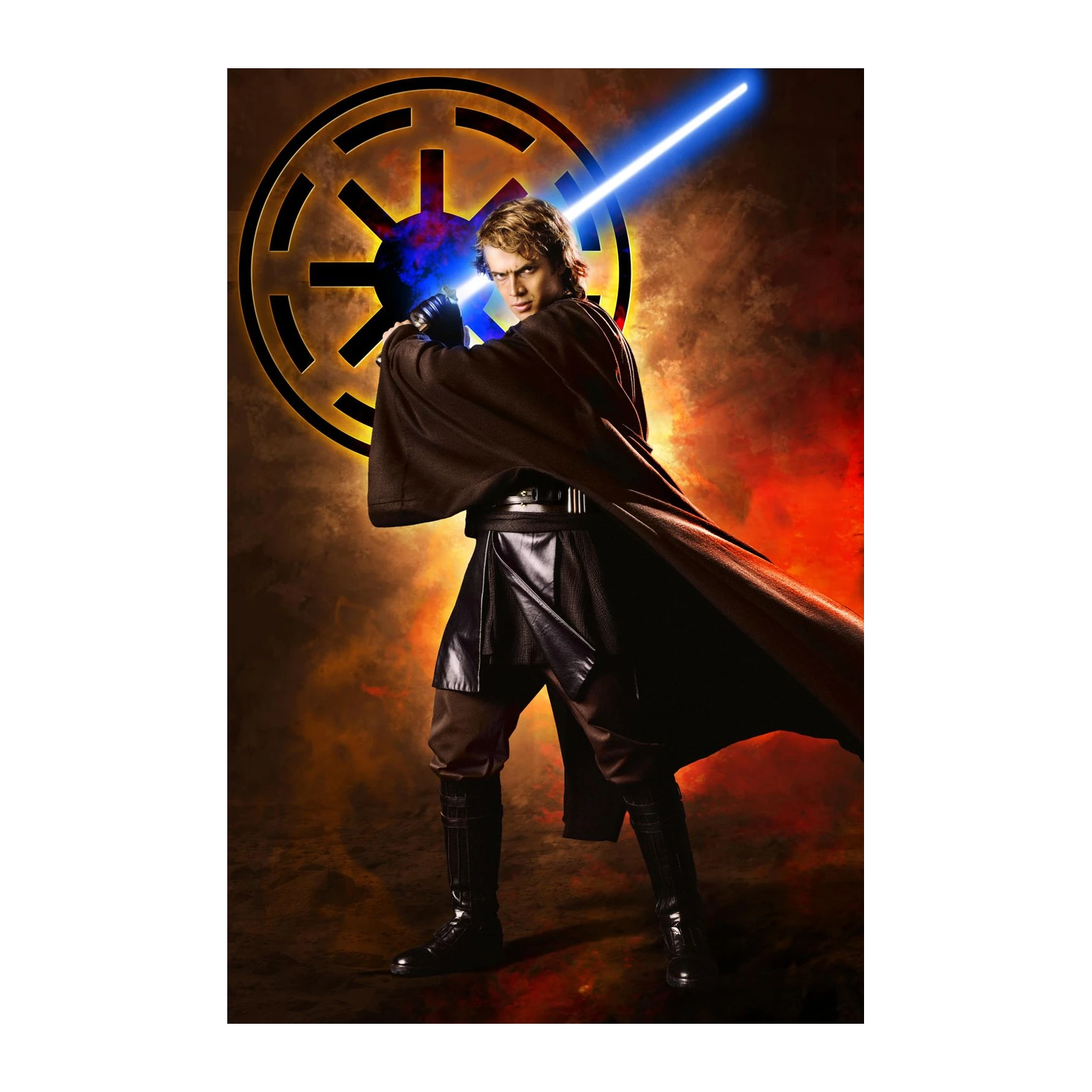 Epic Anakin Skywalker Blue Lightsaber Wall Art