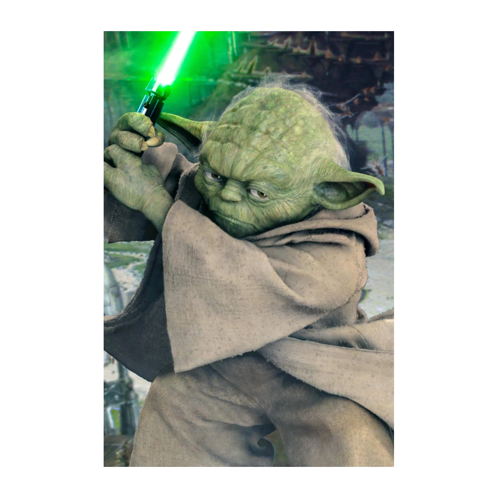 Master Yoda Lightsaber Battle Wall Art