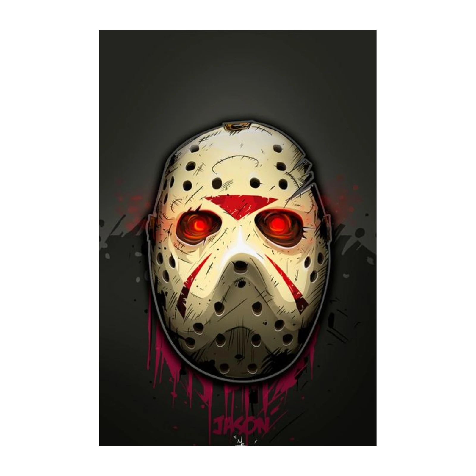 Menacing Jason Voorhees Hockey Mask Wall Art