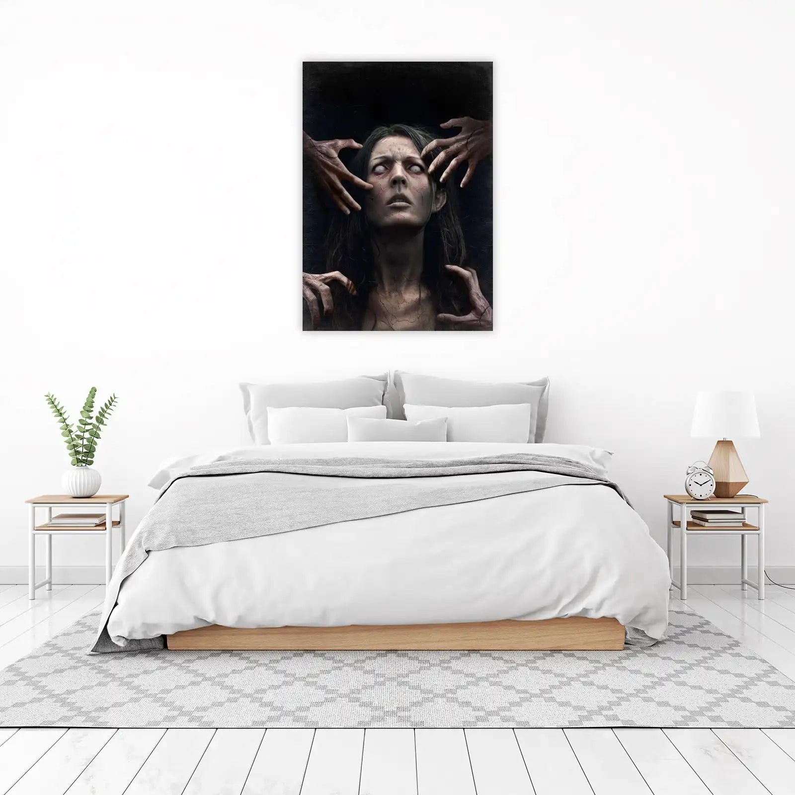 Haunting Gaze Cracked Skin Horror Wall Art