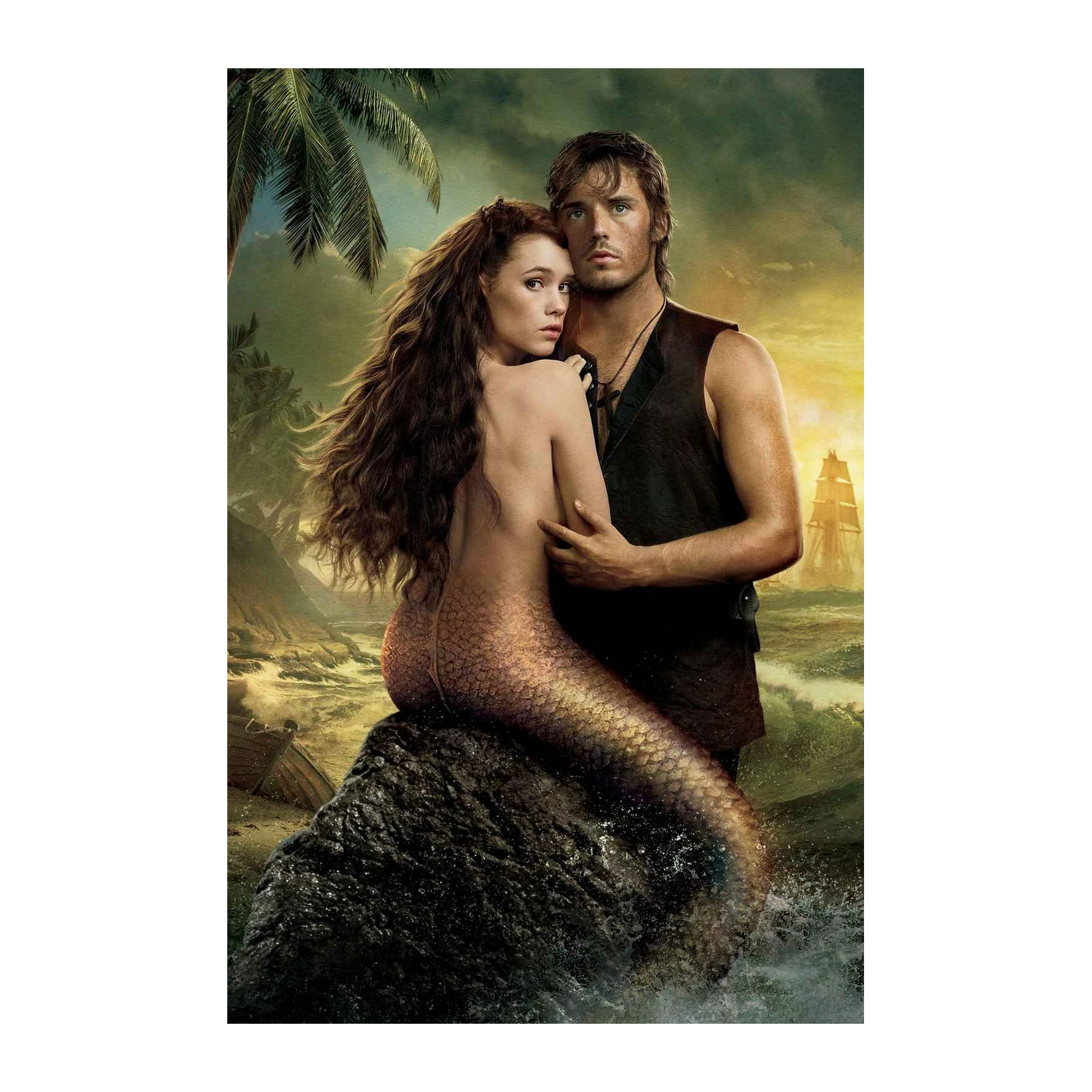 Mysterious Mermaid Embrace Wall Art