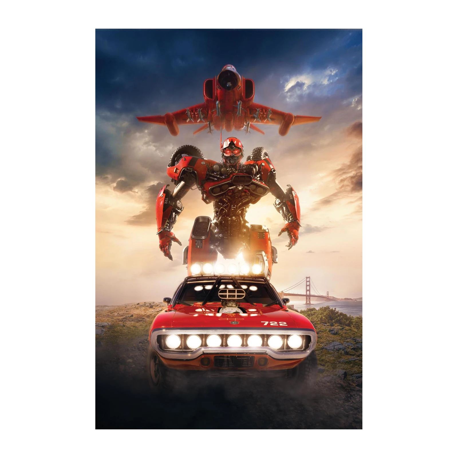 Dynamic Red Robot & Car Wall Art Wall Art