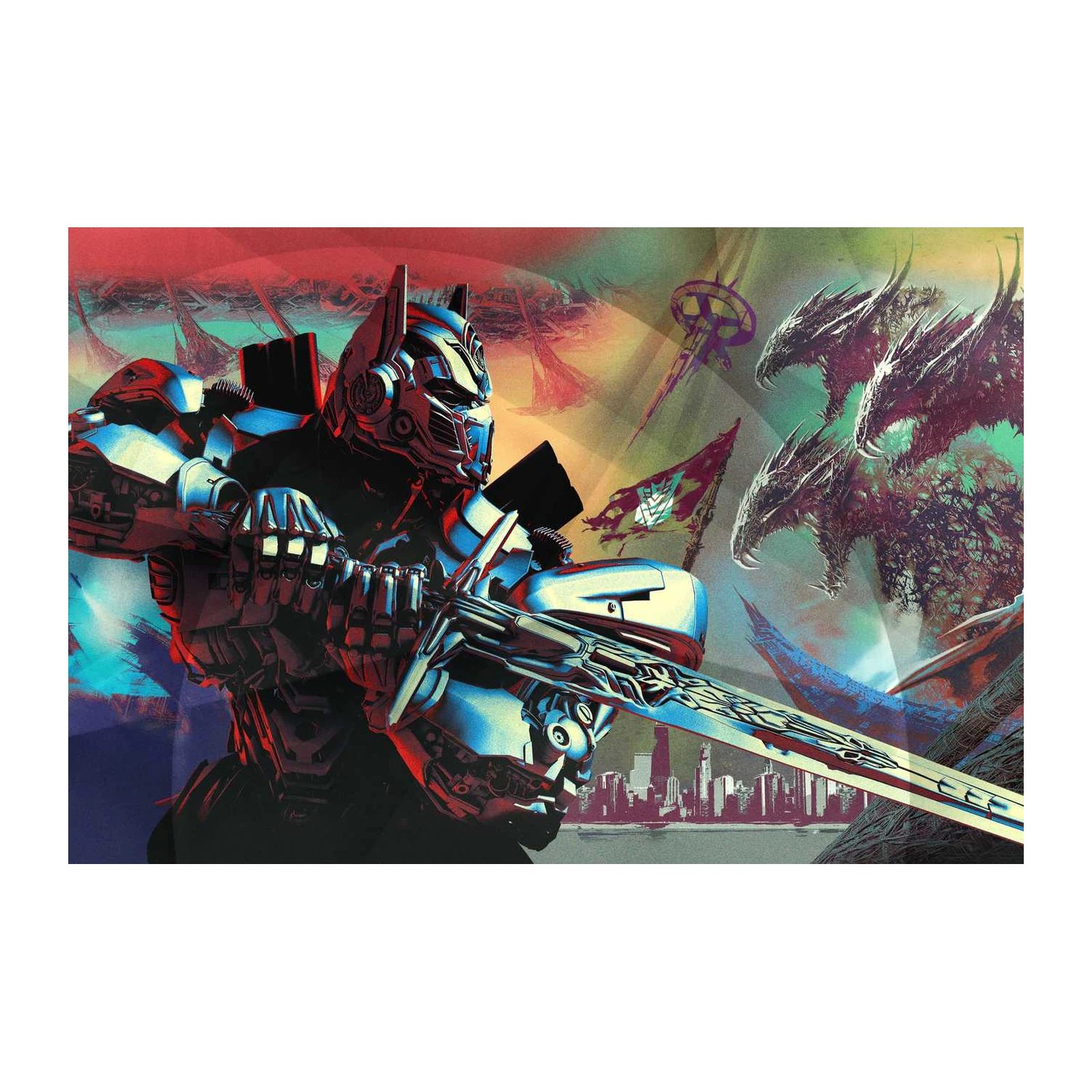 Epic Optimus Prime vs. Predacons Wall Art