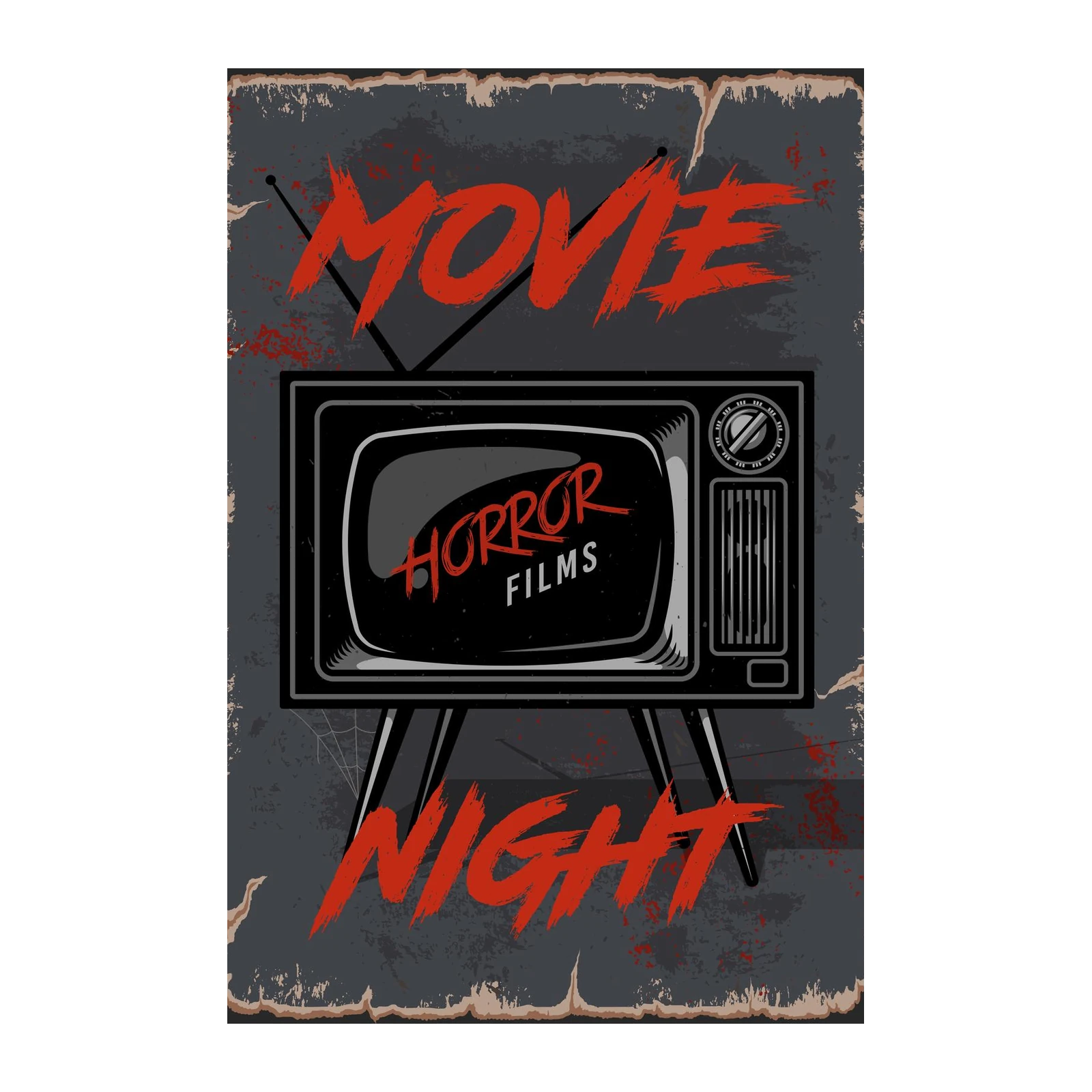 Vintage Horror Movie Night Wall Art