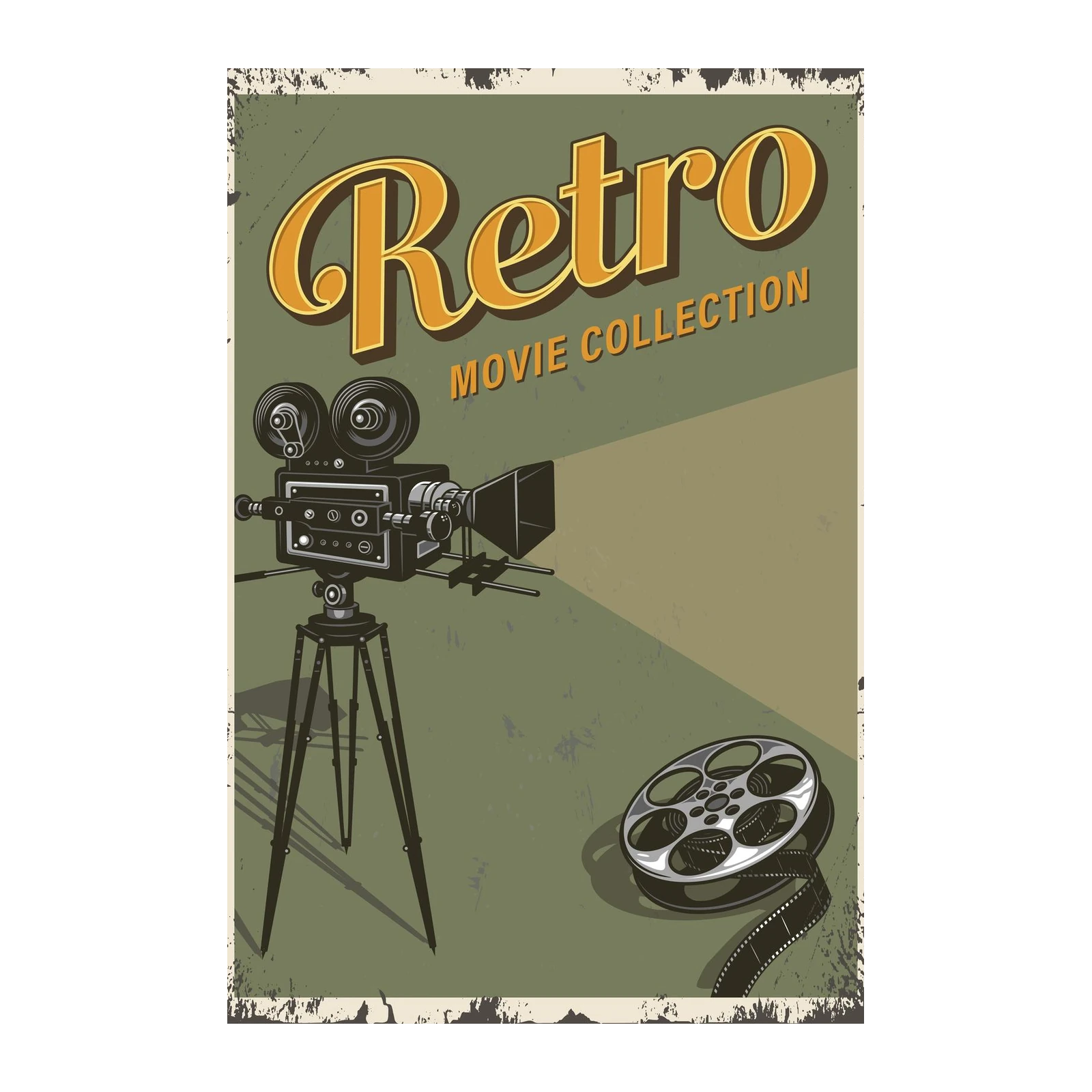 Retro Movie Camera & Film Reel Wall Art