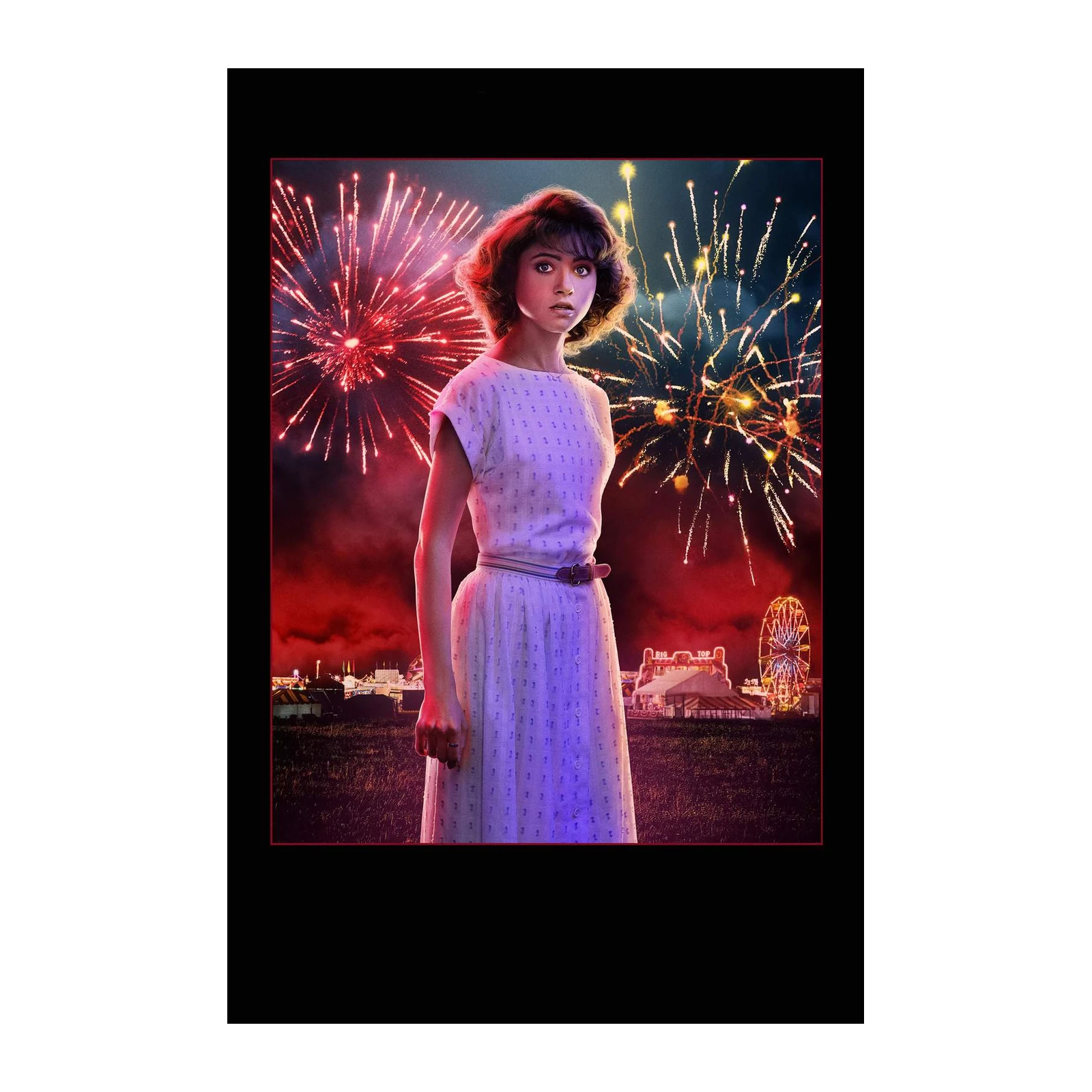 Retro Carnival Girl Fireworks Wall Art