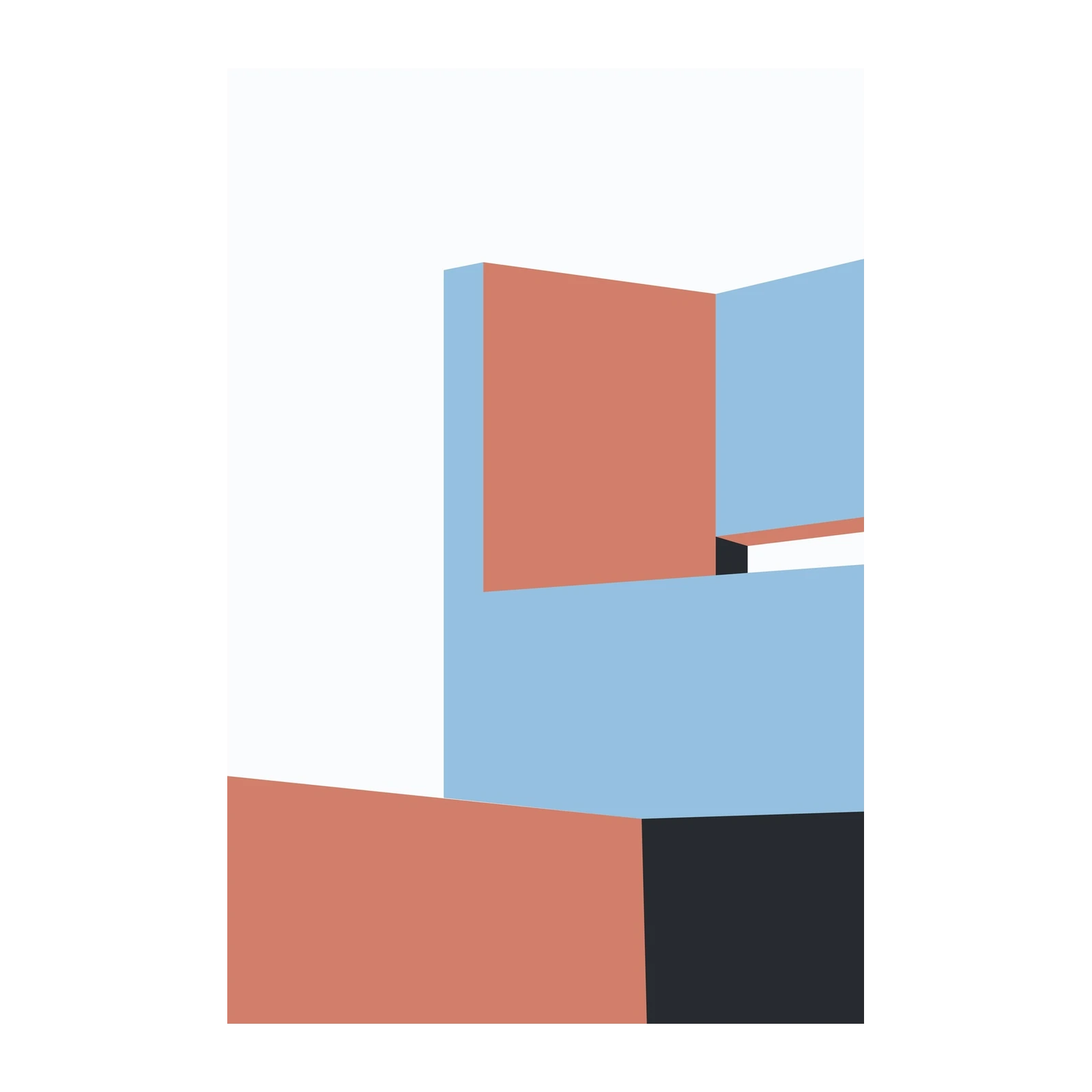 Geometric Serenity: Terracotta & Sky Blue Wall Art