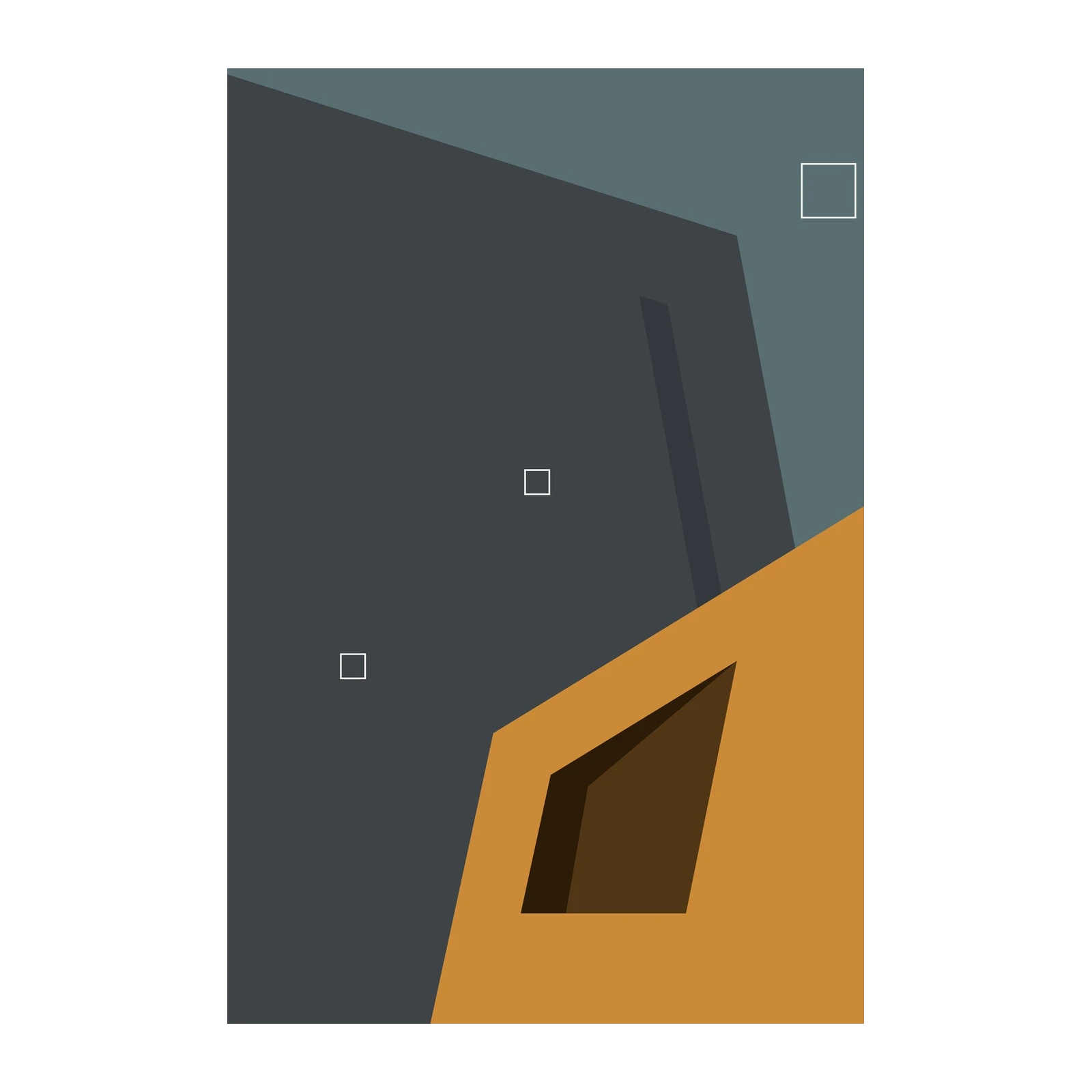 Geometric Ochre & Slate Modern Art Wall Art