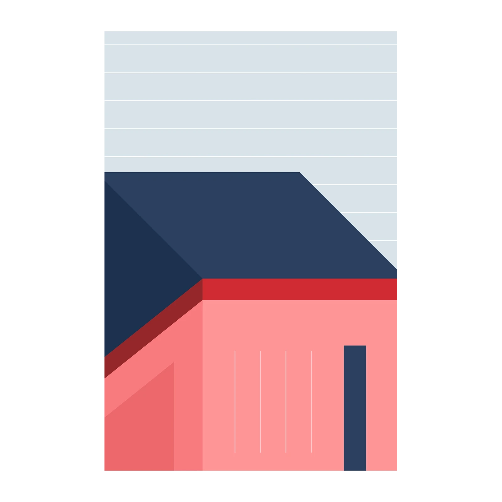 Modern Geometric Coral & Navy Wall Art