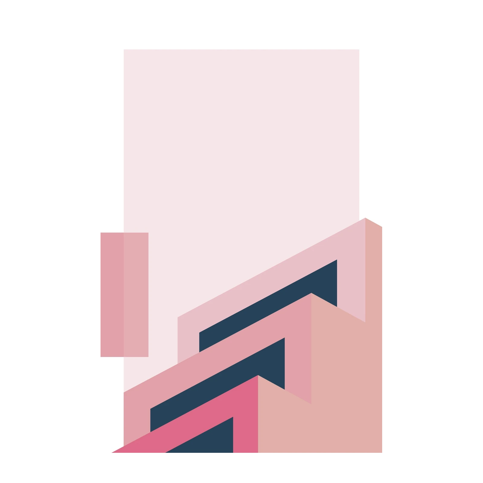 Geometric Blush & Navy Abstract Wall Art