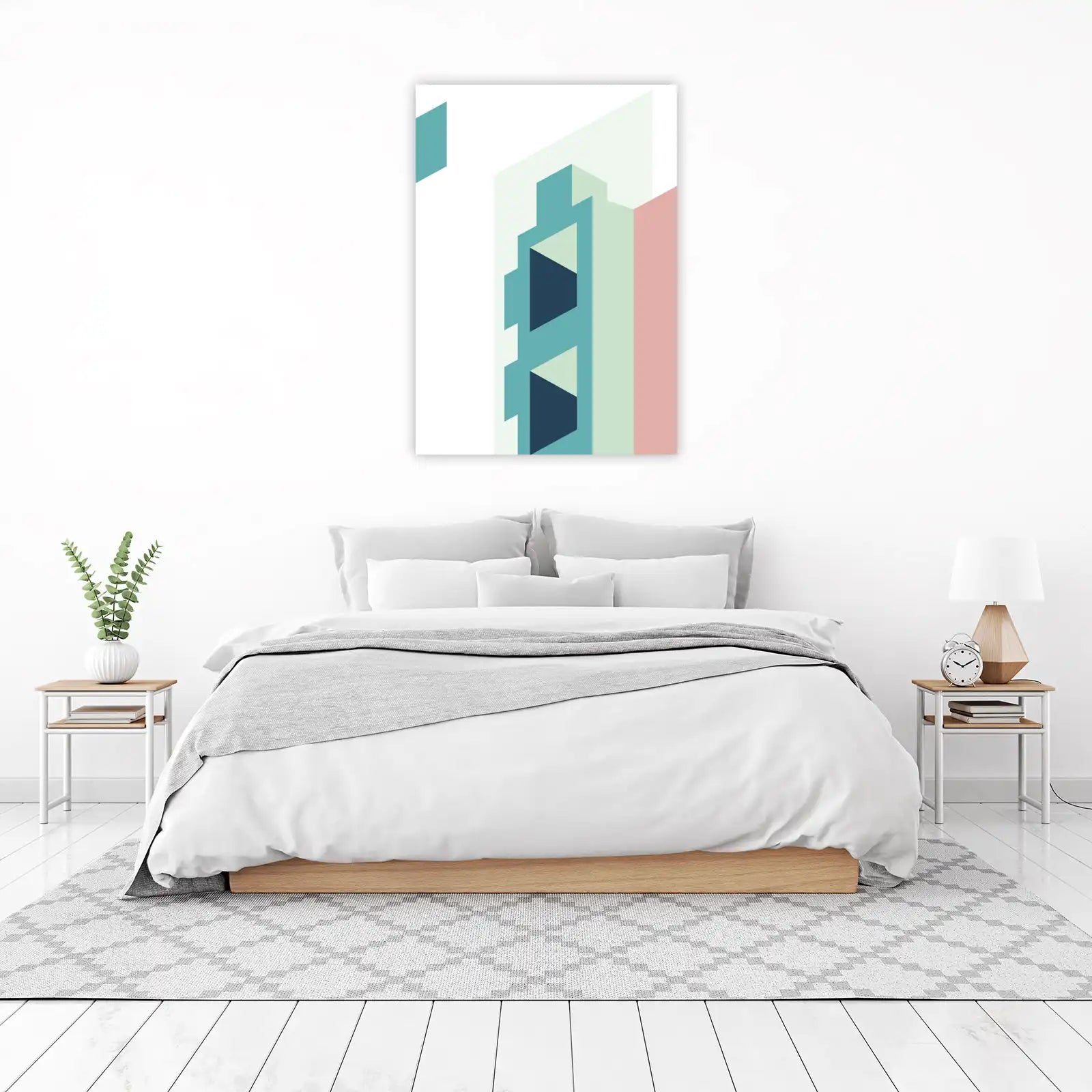 Modern Geometric Teal & Blush Wall Art