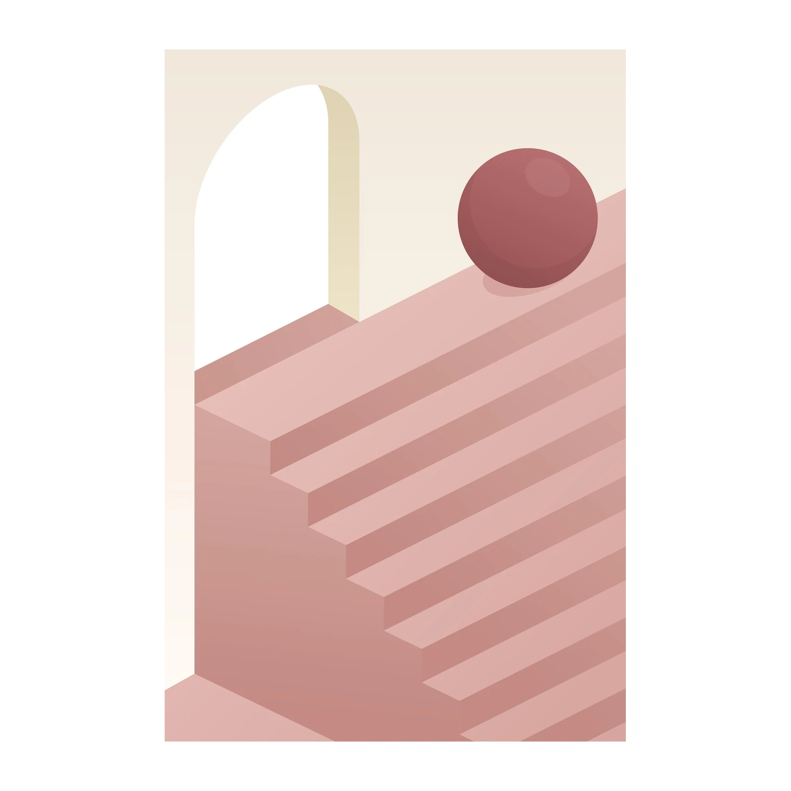 Minimalist Arch & Sphere Blush Wall Art