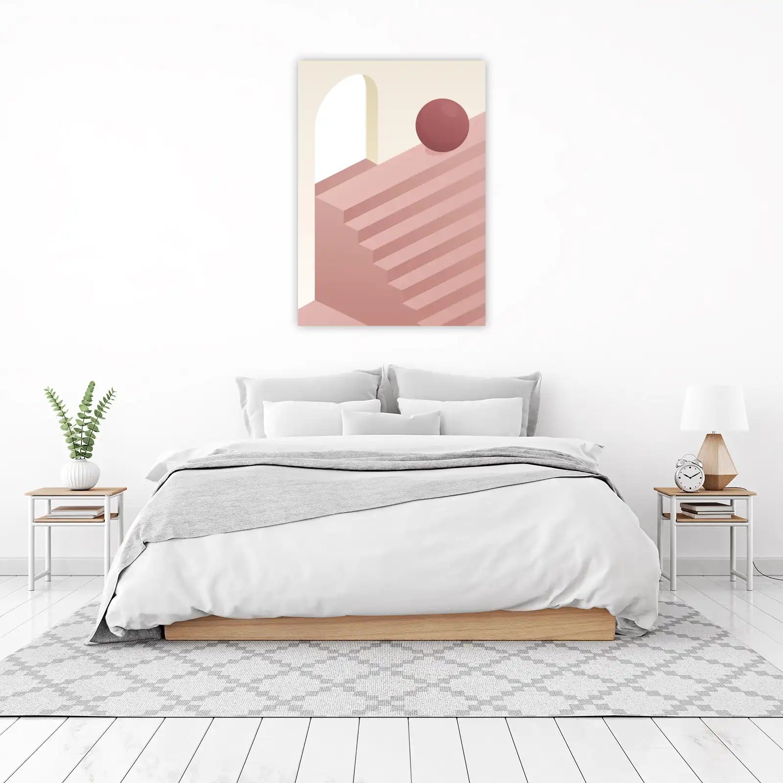 Minimalist Arch & Sphere Blush Wall Art