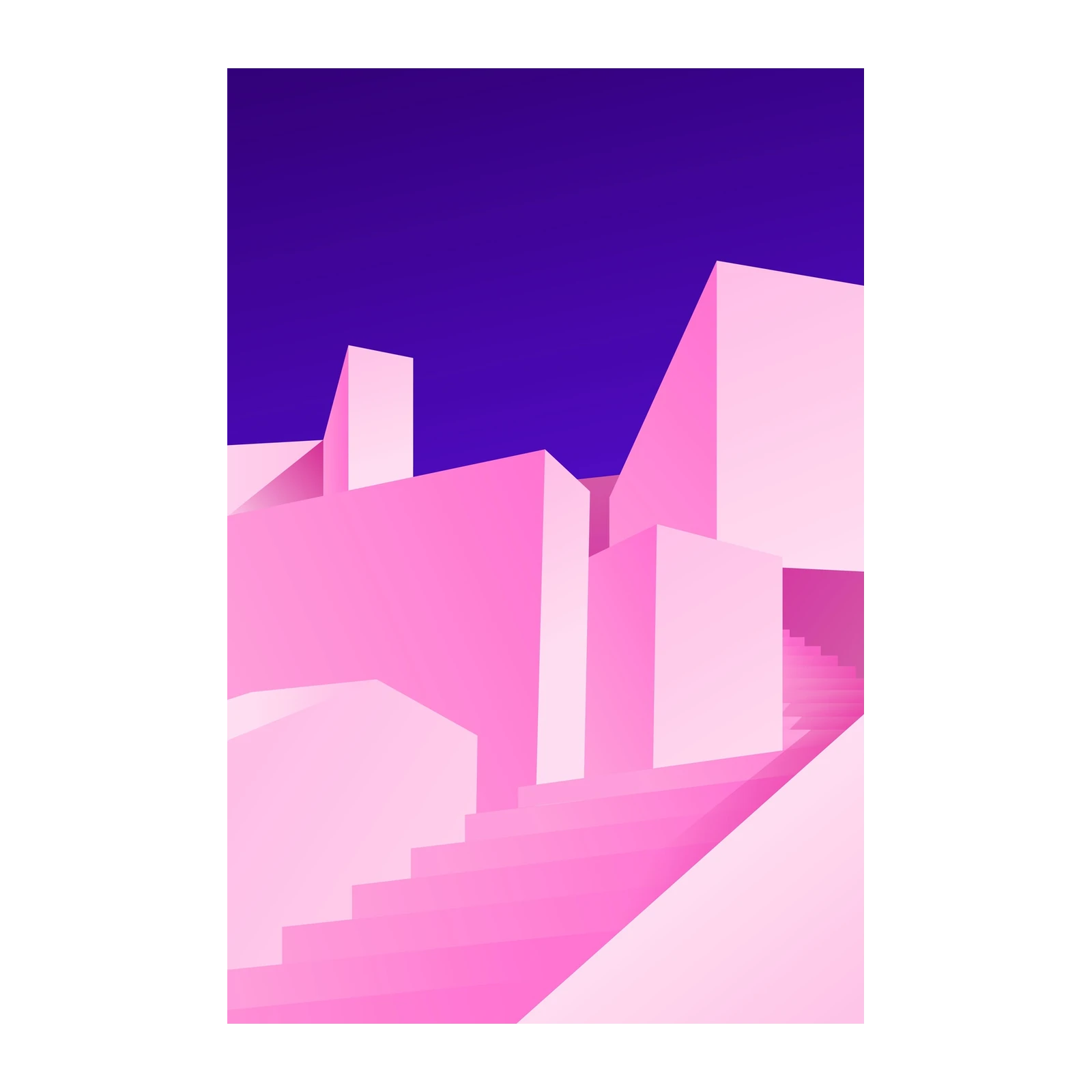 Modern Pink Geometric Architecture Wall Art