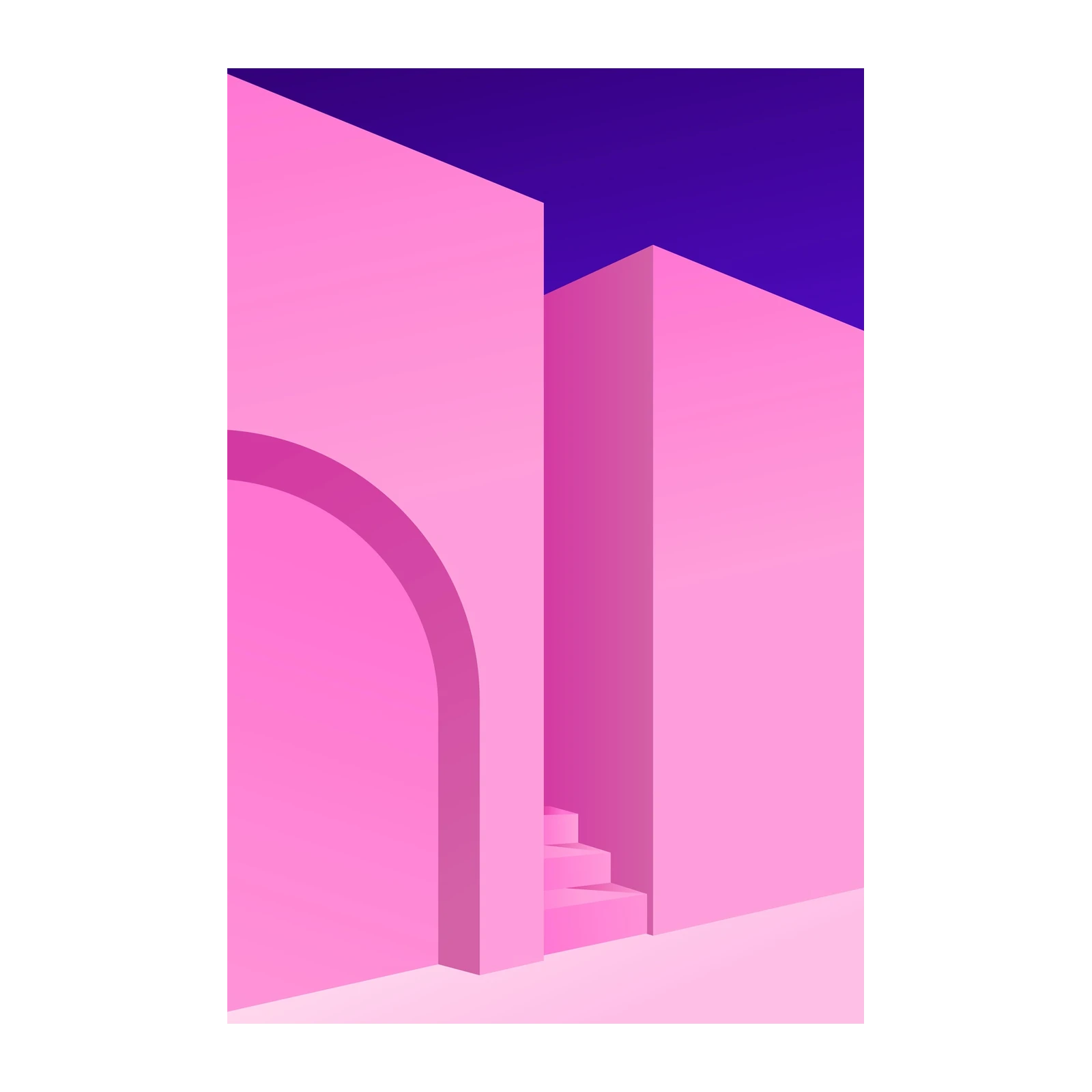Modern Pink Archway & Stairs Wall Art