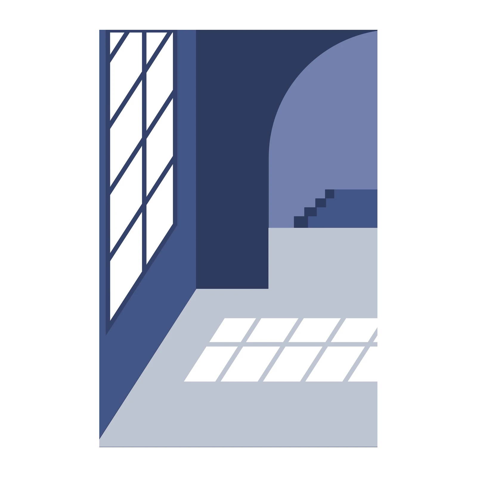 Modern Abstract Blue Architectural Wall Art