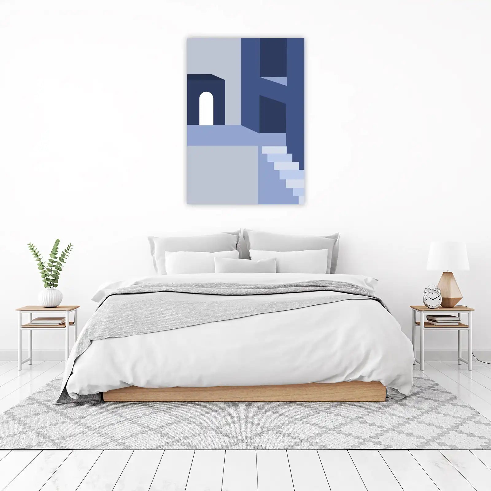 Modern Geometric Abstract Blue Wall Art