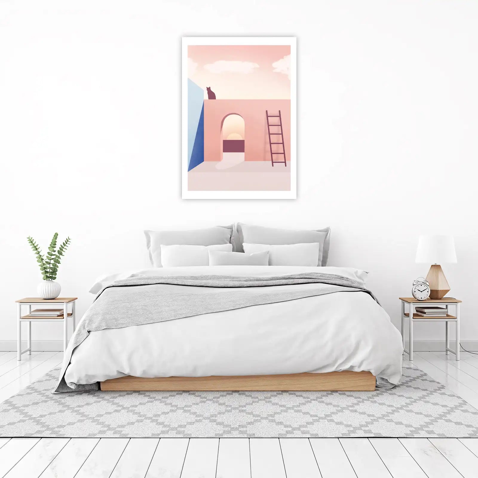 Serene Sunset Cat Abstraction Wall Art