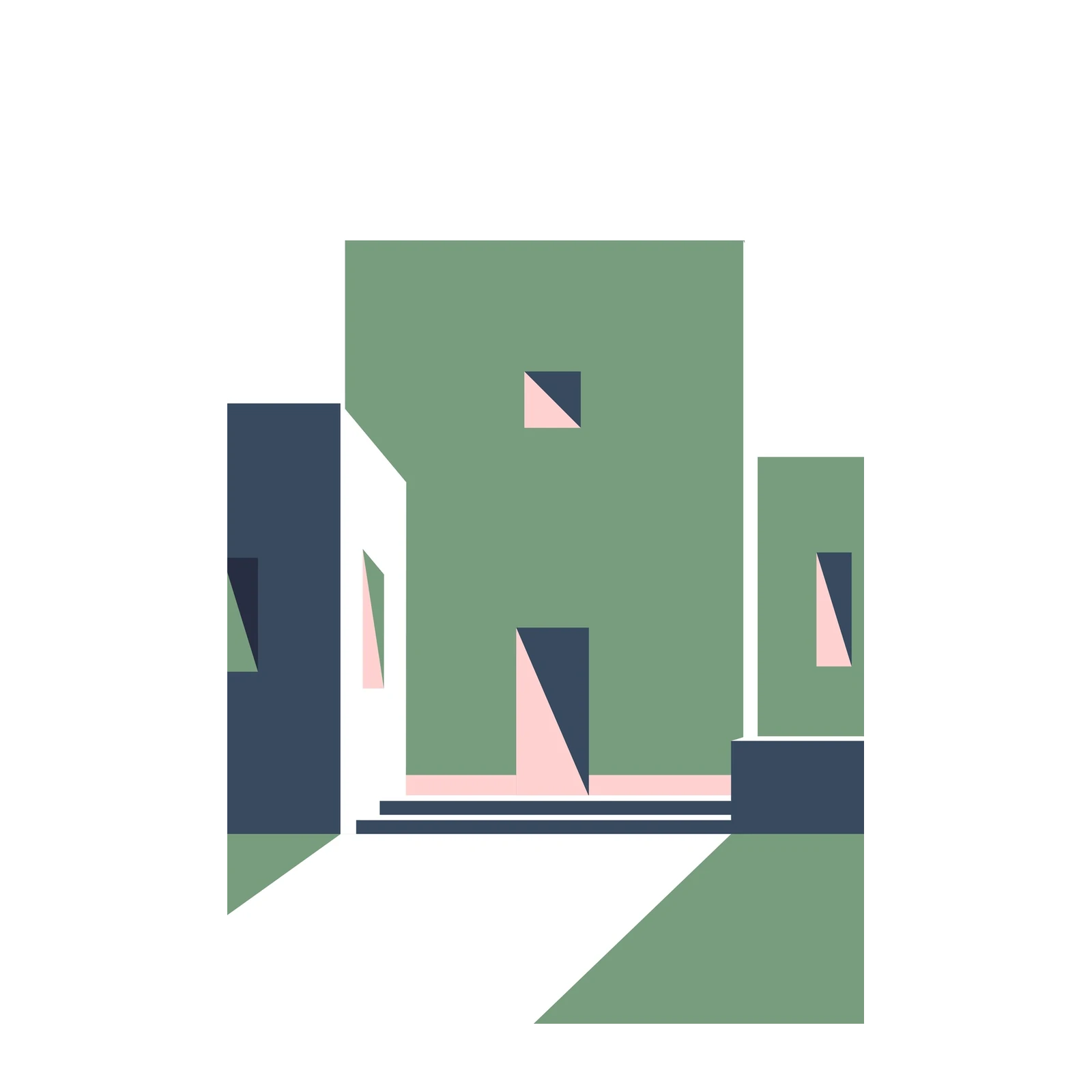 Geometric Abstraction Green & Navy Wall Art