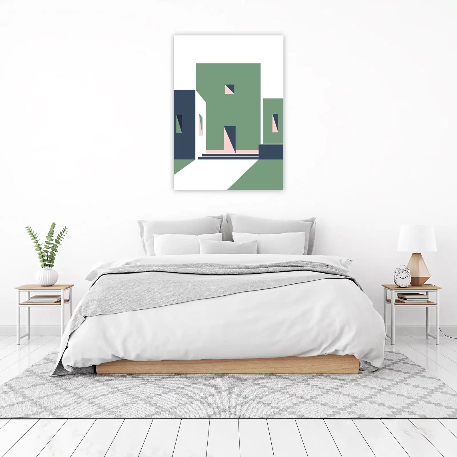 Geometric Abstraction Green & Navy Wall Art