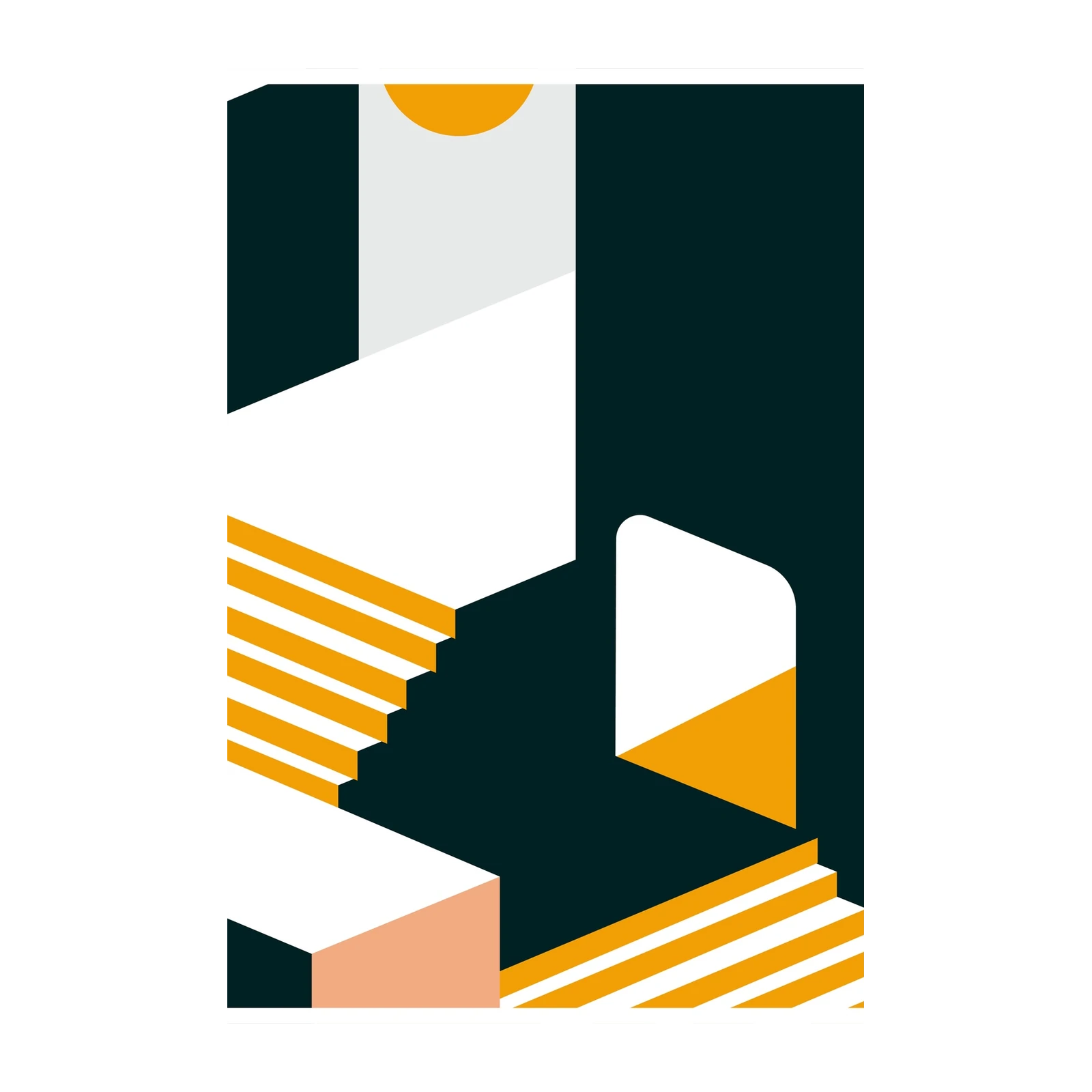Geometric Staircase Abstract Wall Art