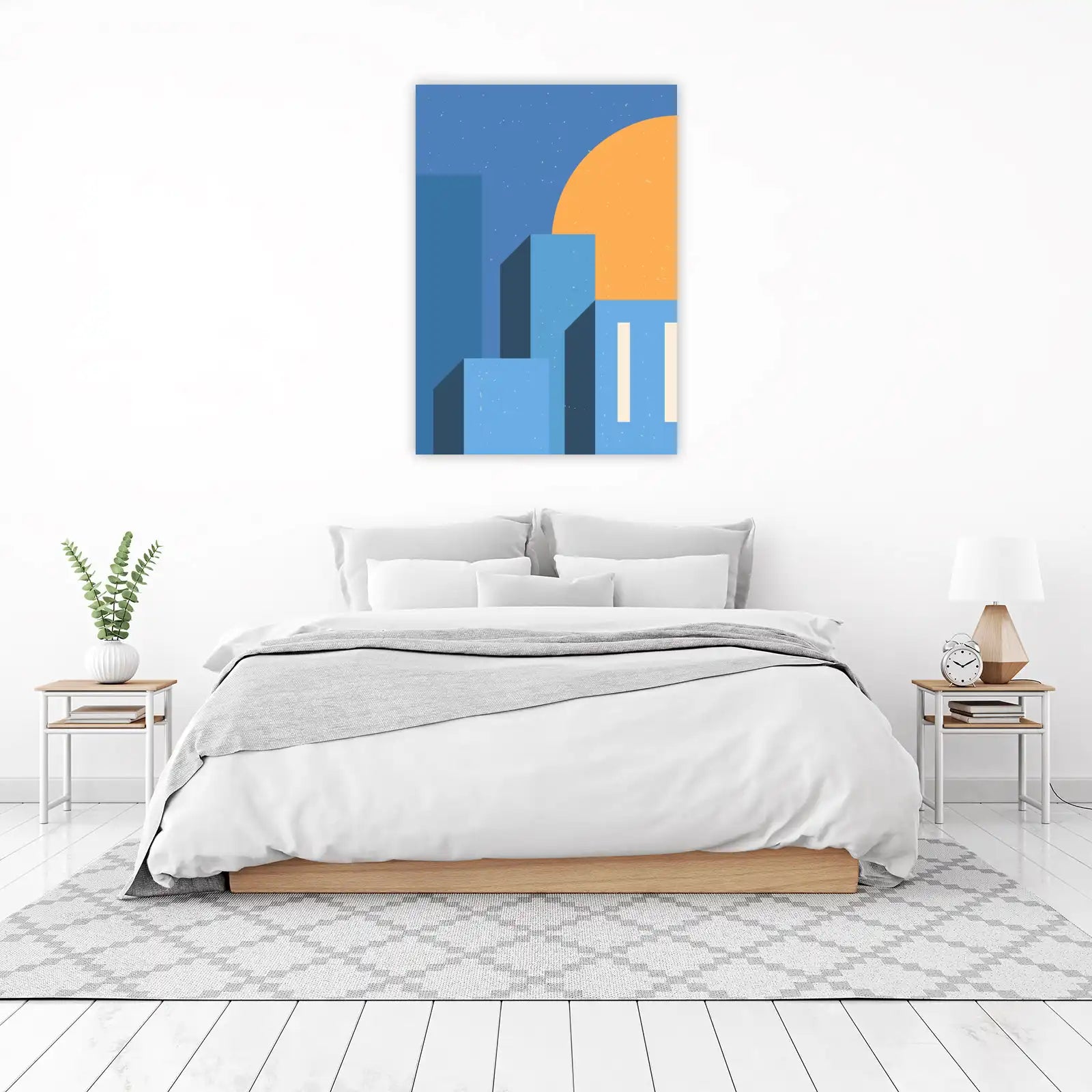 Geometric Cityscape Sunset Wall Art