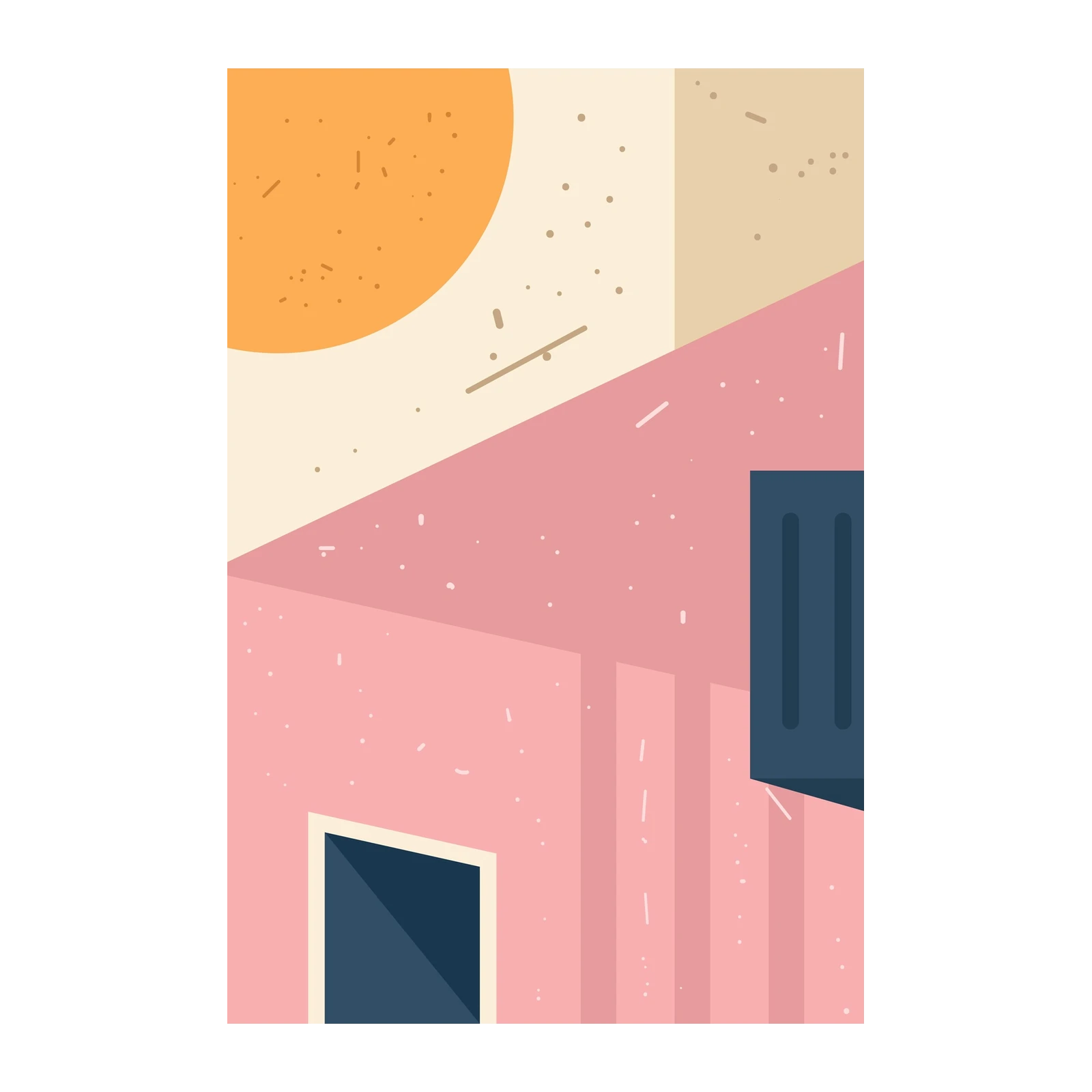 Modern Geometric Abstract Sunset Wall Art