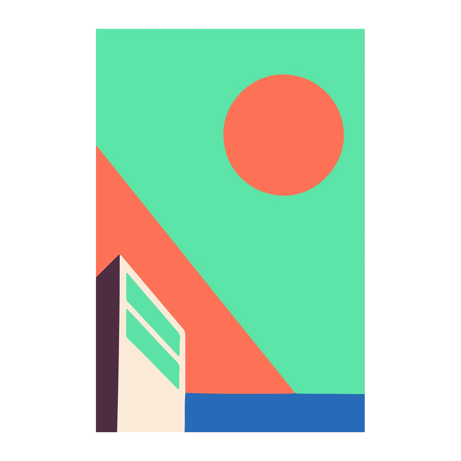 Abstract Sunset Geometric Wall Art