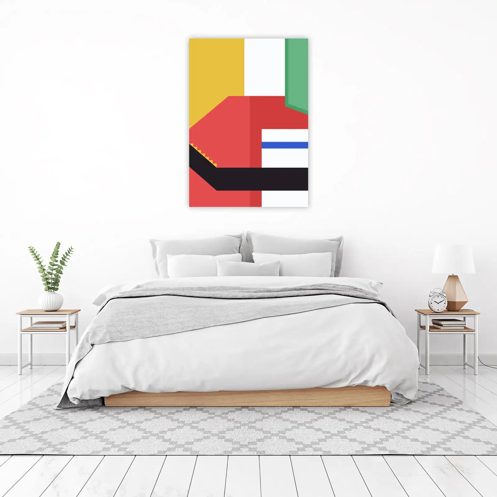 Bold Geometric Red & Yellow Abstract Wall Art