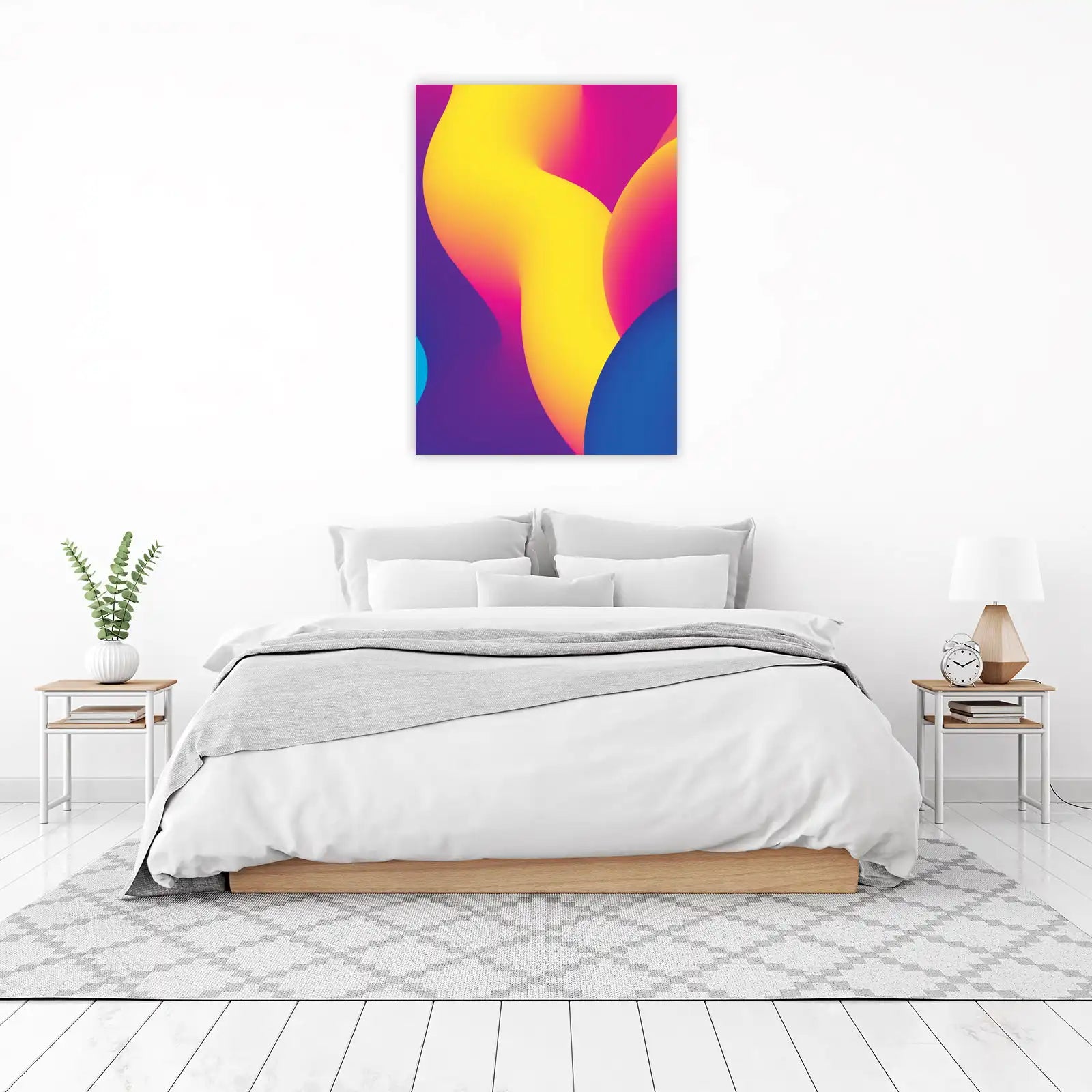 Vibrant Fluid Wave Abstract Yellow Wall Art