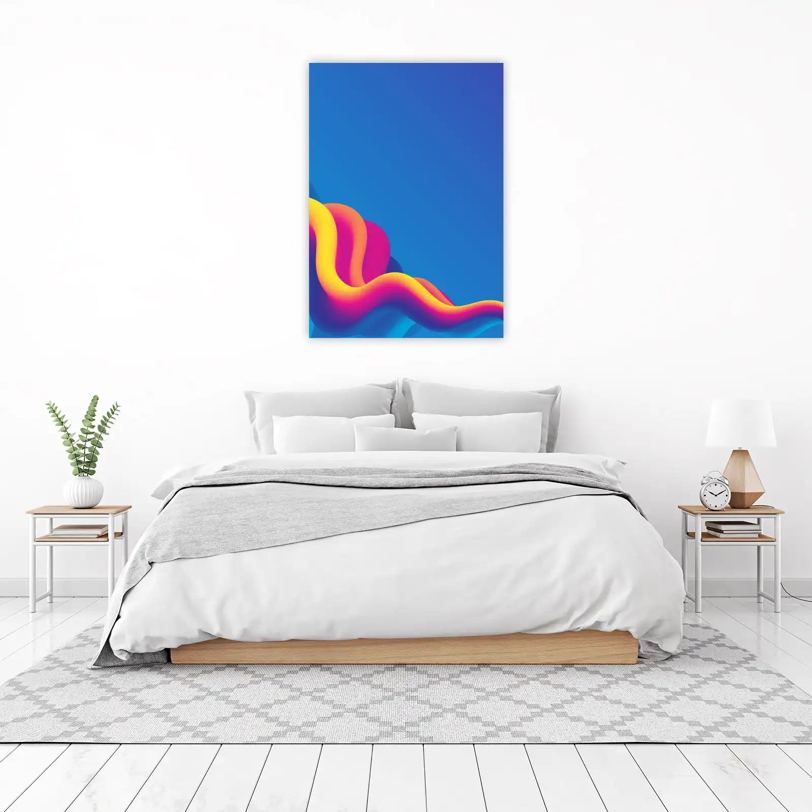 Vibrant 3D Fluid Abstract Waves Wall Art