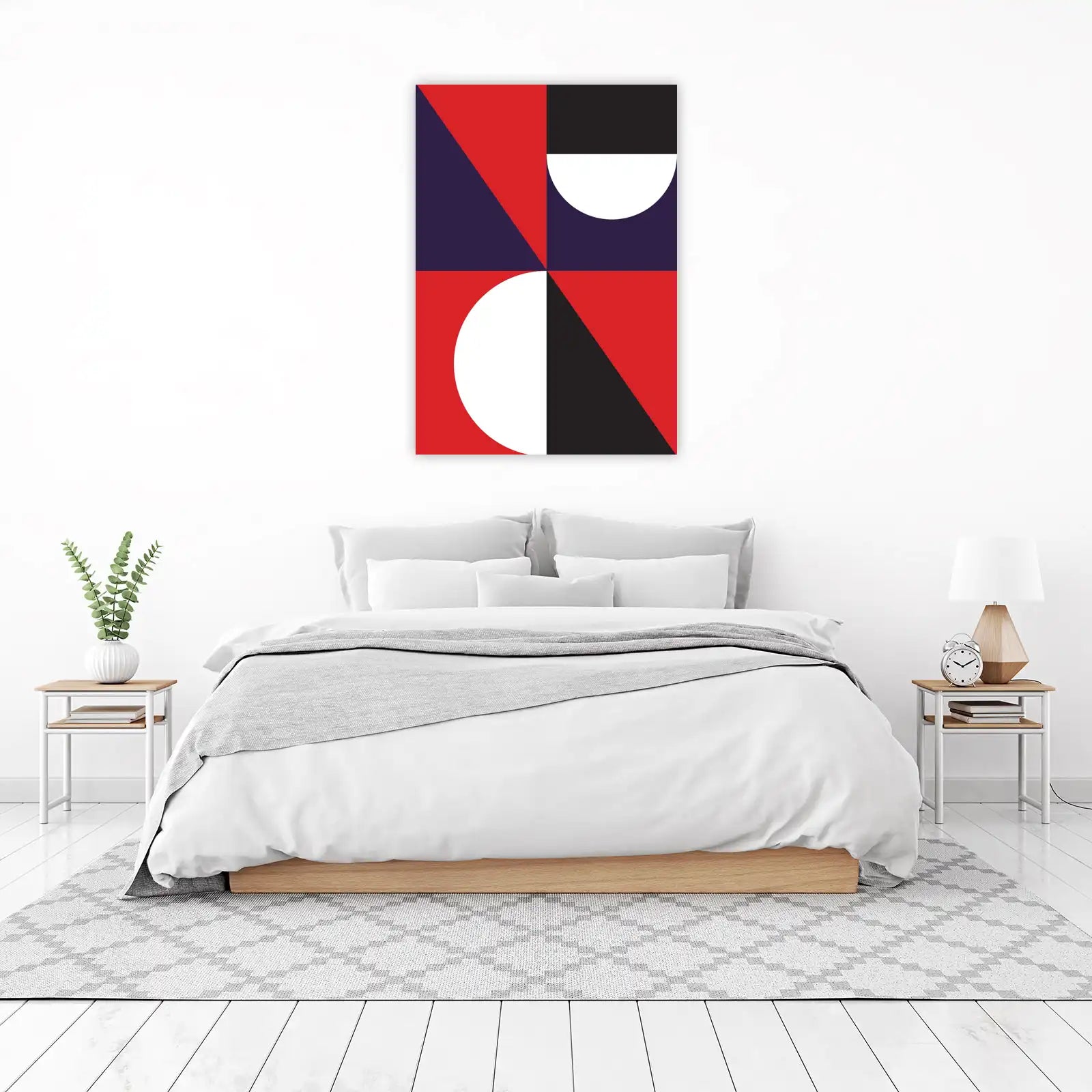 Bold Geometric Red & Blue Abstract Wall Art