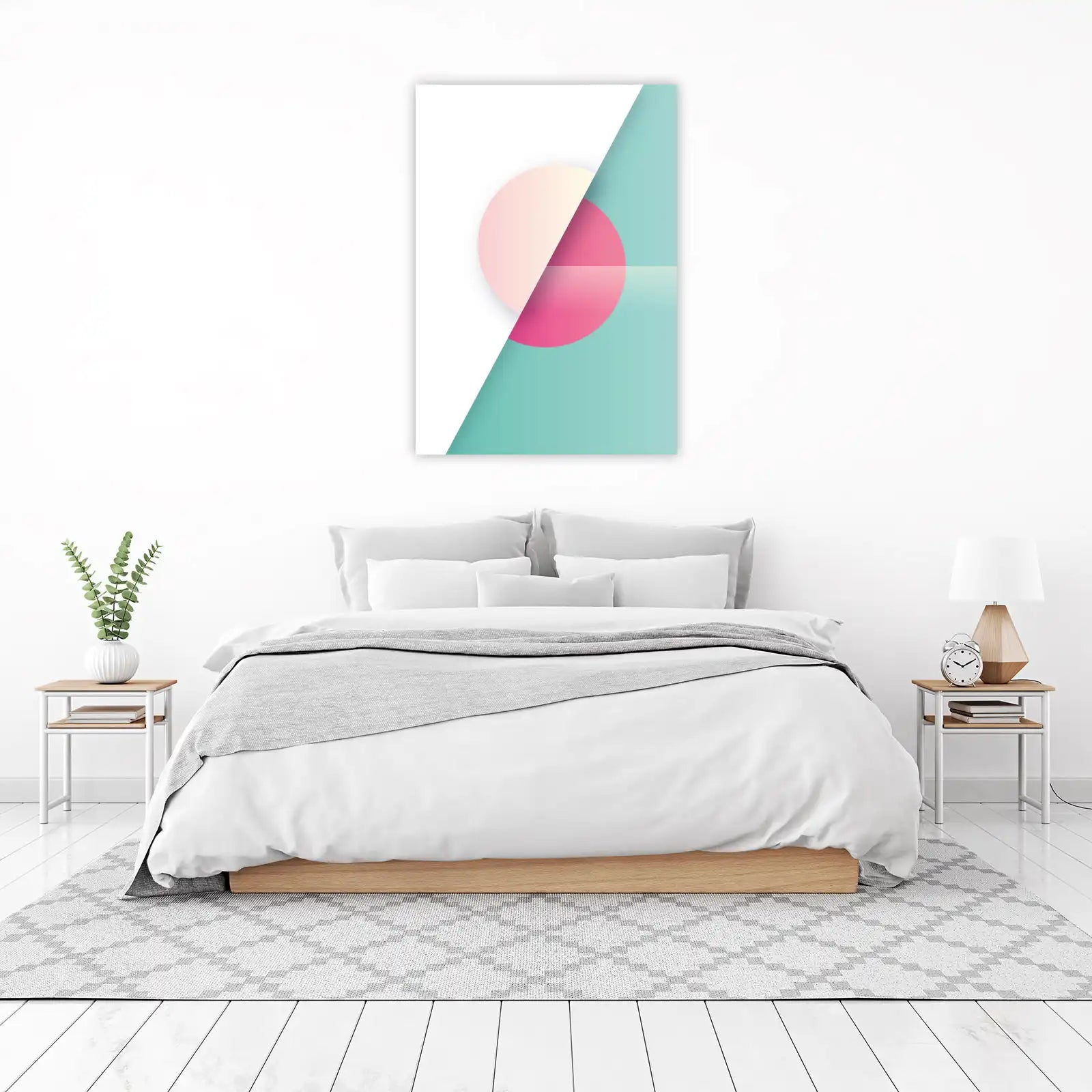 Modern Geometric Pink Teal Gradient Wall Art