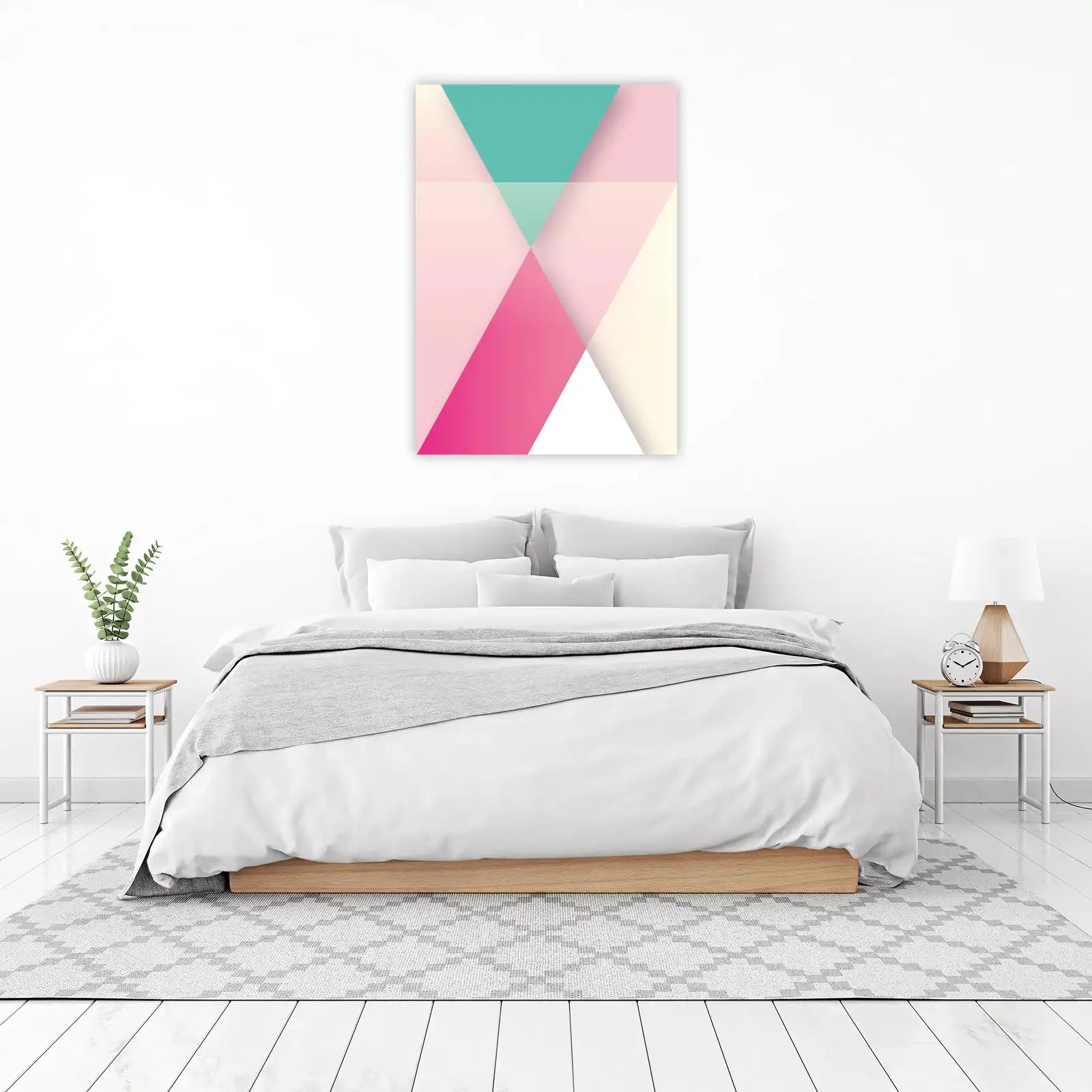 Geometric Pink & Teal Abstract Wall Art