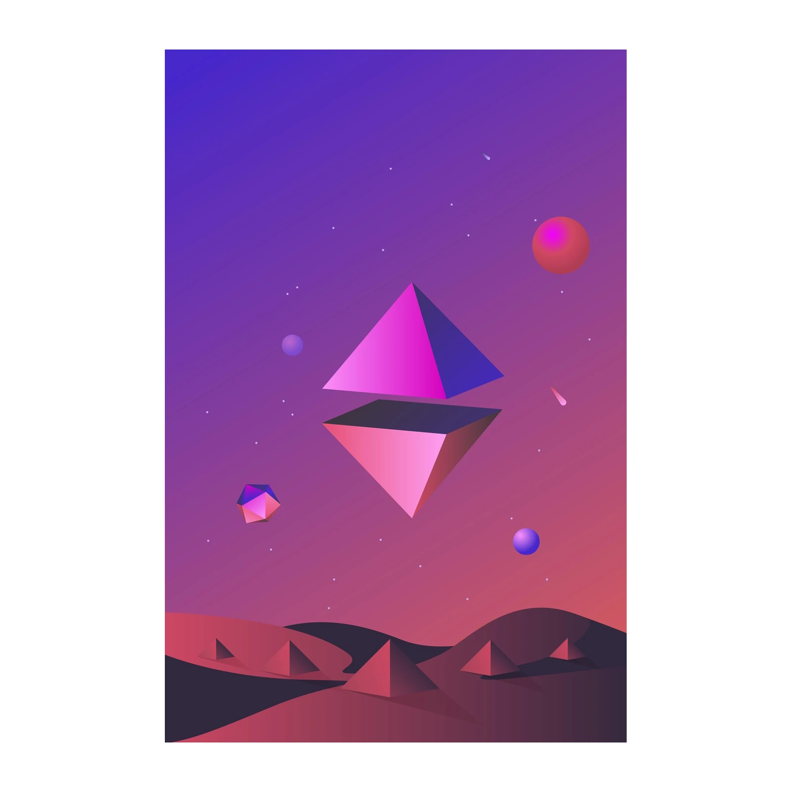Cosmic Pyramid Dreamscape Wall Art