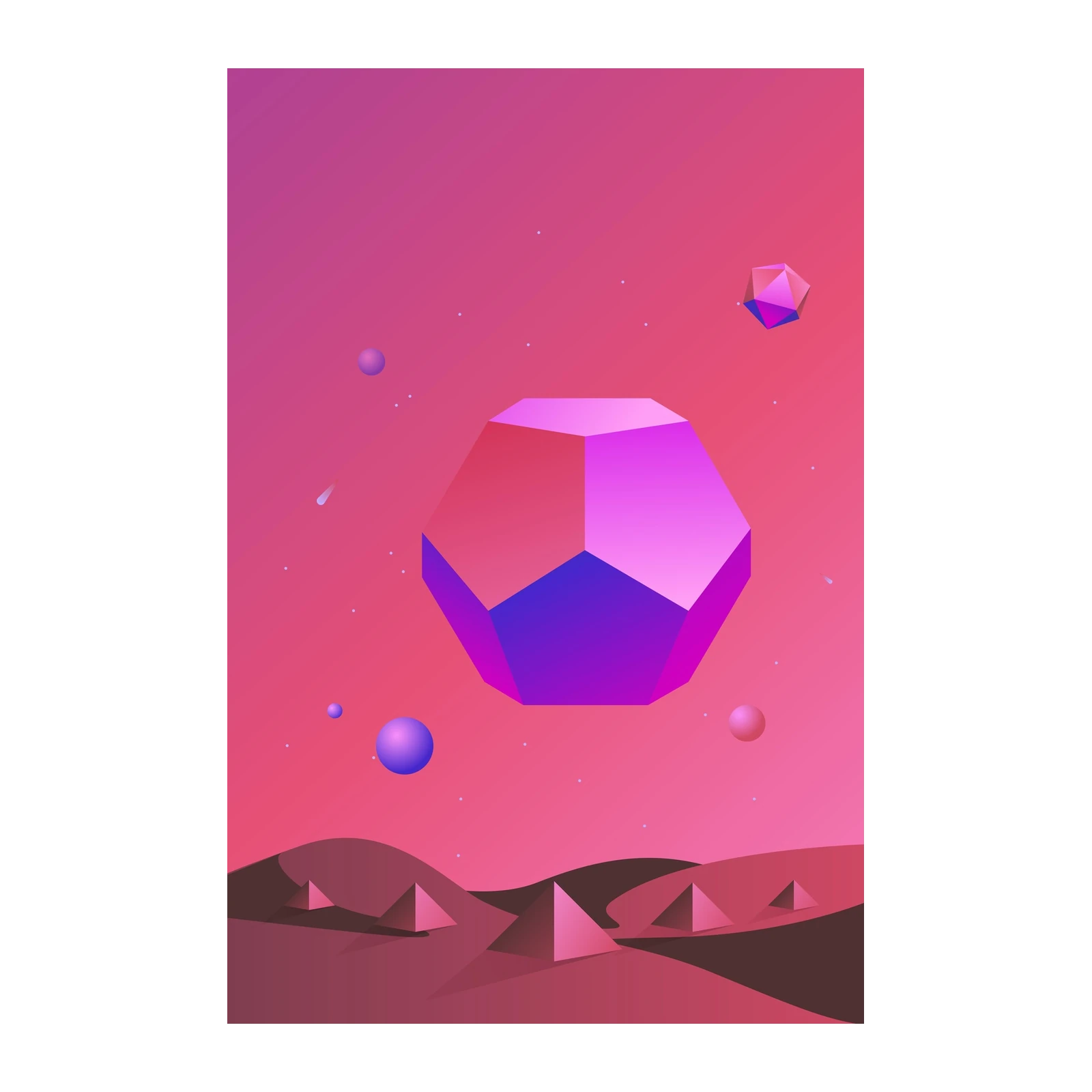 Abstract Geometric Gradient Landscape Wall Art
