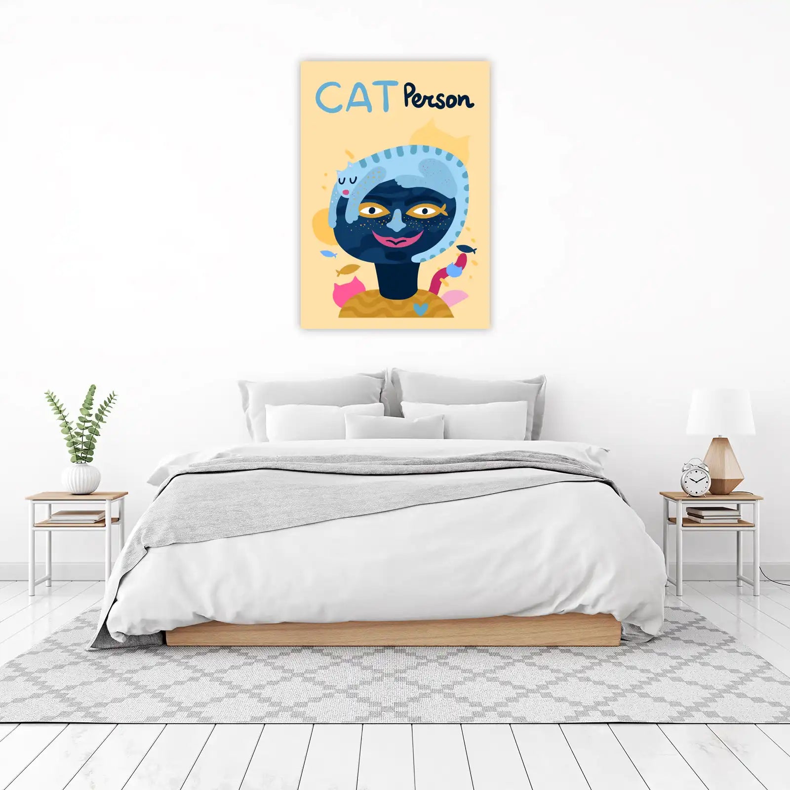 Whimsical Cat Person Art Wall Art