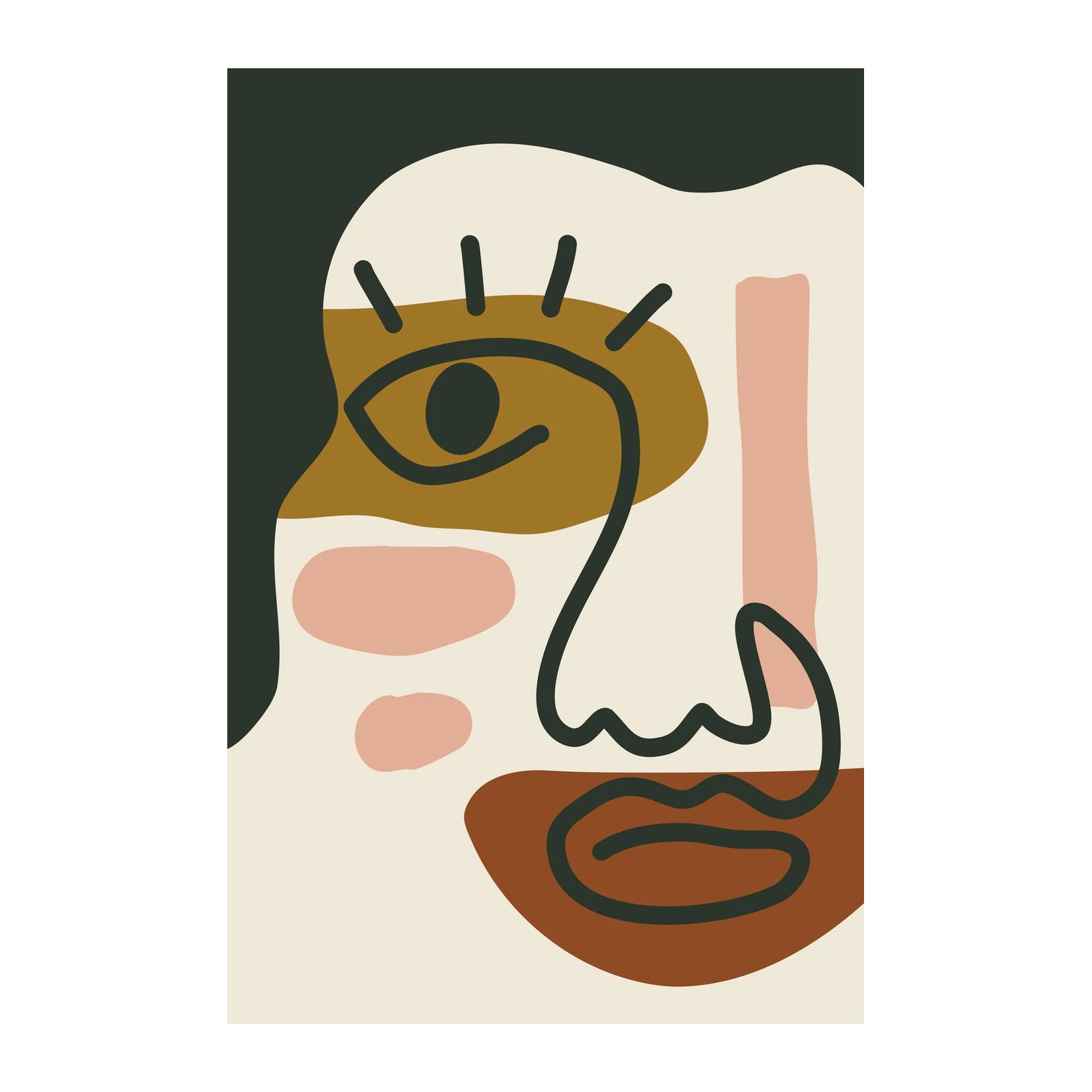 Boho Abstract Face Art Wall Art