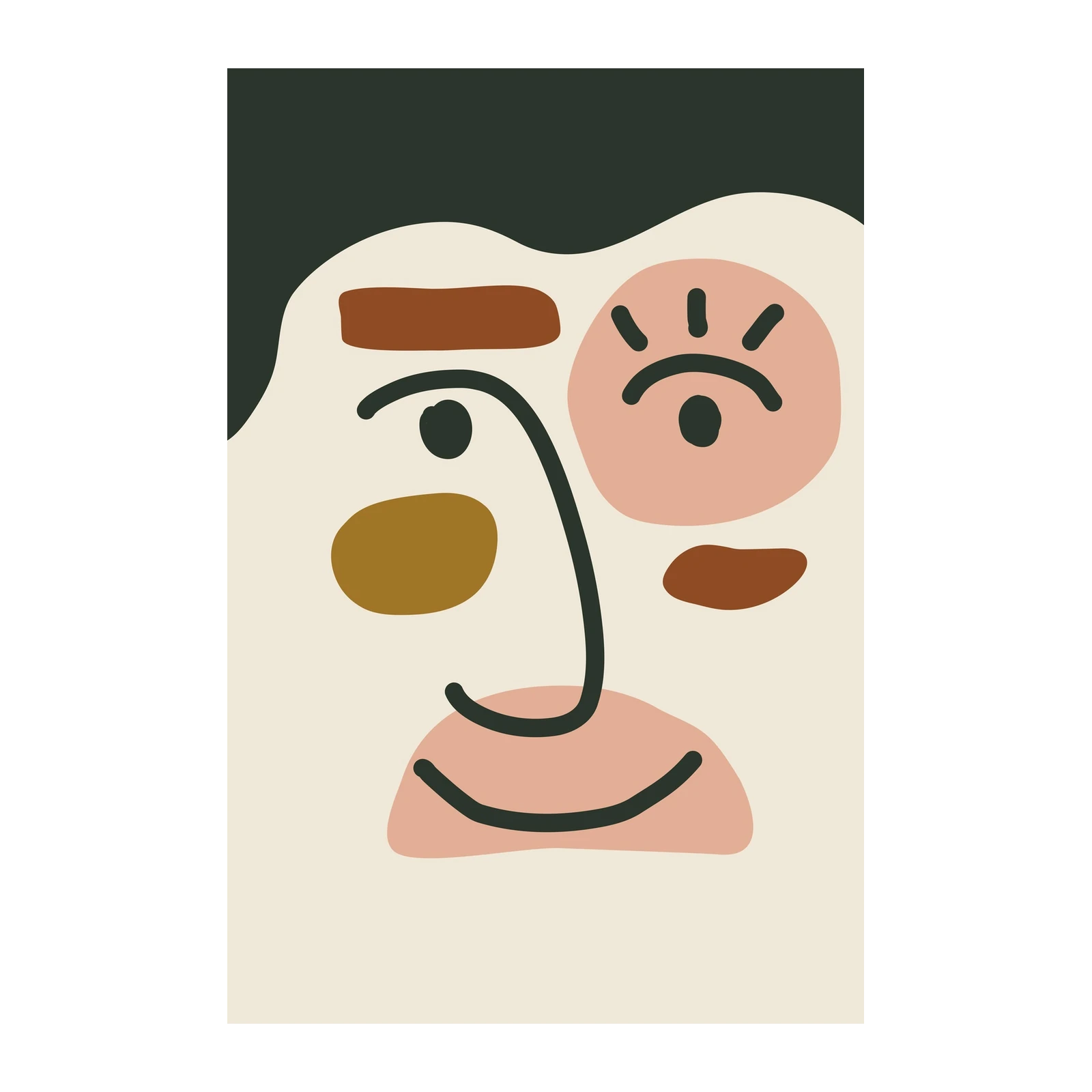 Abstract Face Mid Century Modern Wall Art