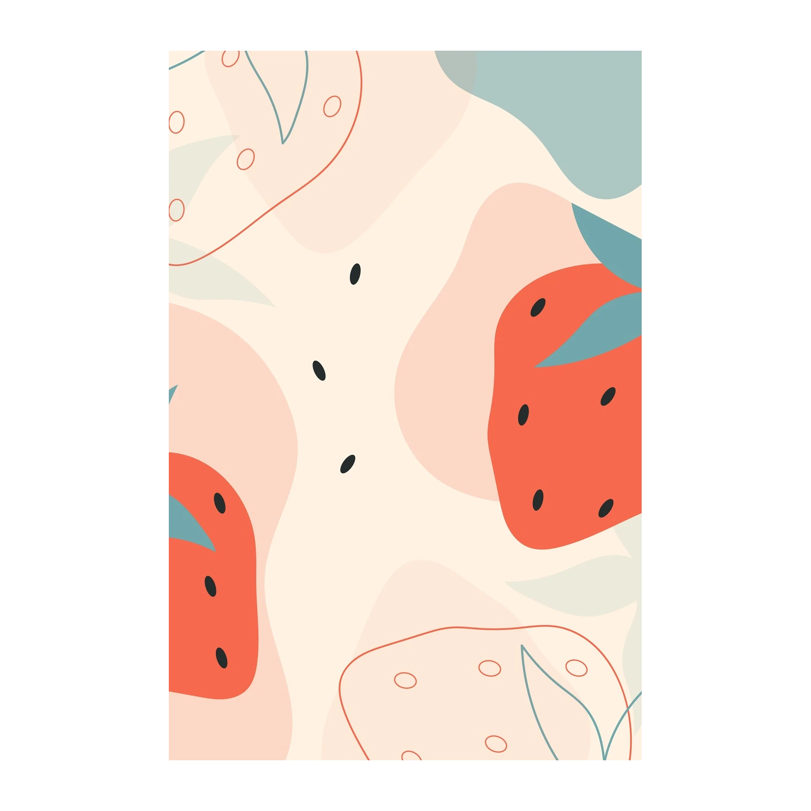 Modern Strawberry Abstract Wall Art