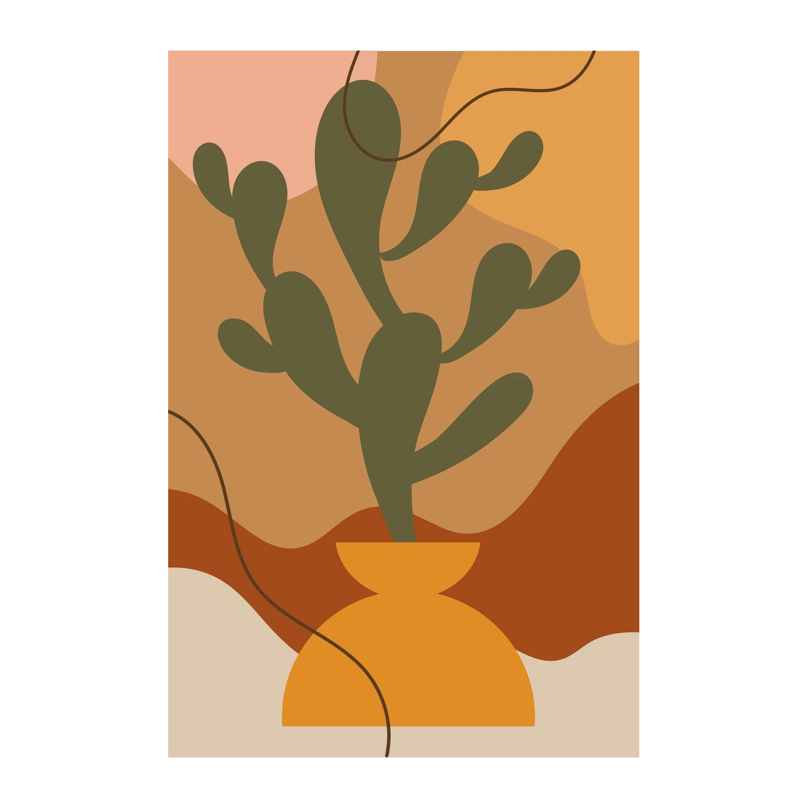 Abstract Cactus Boho Wall Art Wall Art