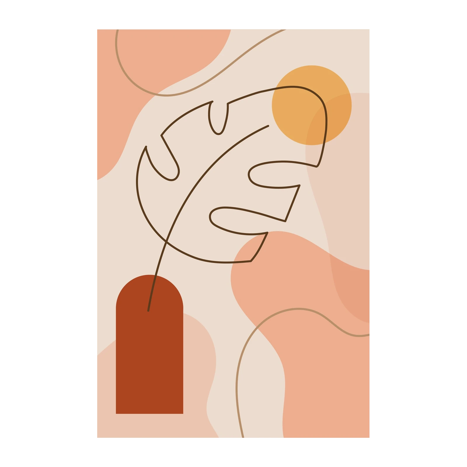 Boho Abstract Leaf & Sun Wall Art