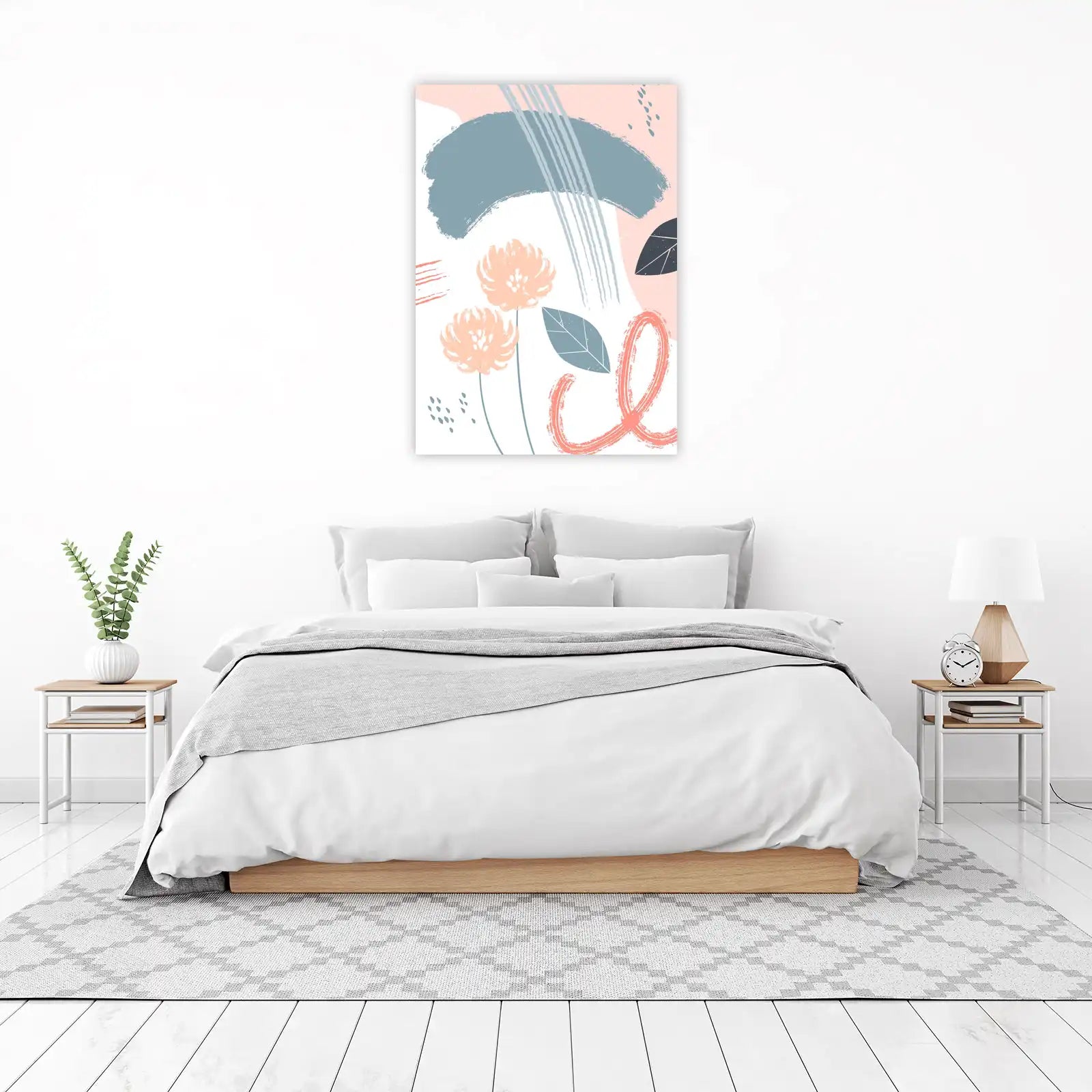 Abstract Floral Blush & Slate Wall Art