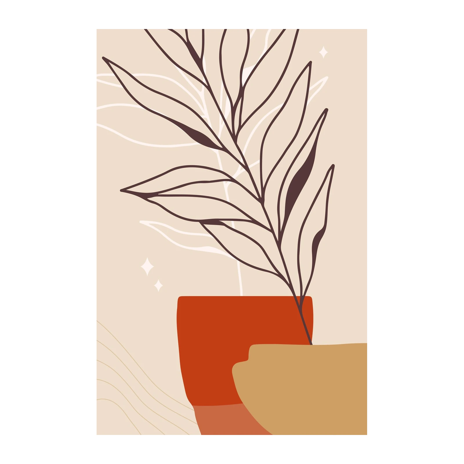 Boho Botanical Abstract Art Wall Art