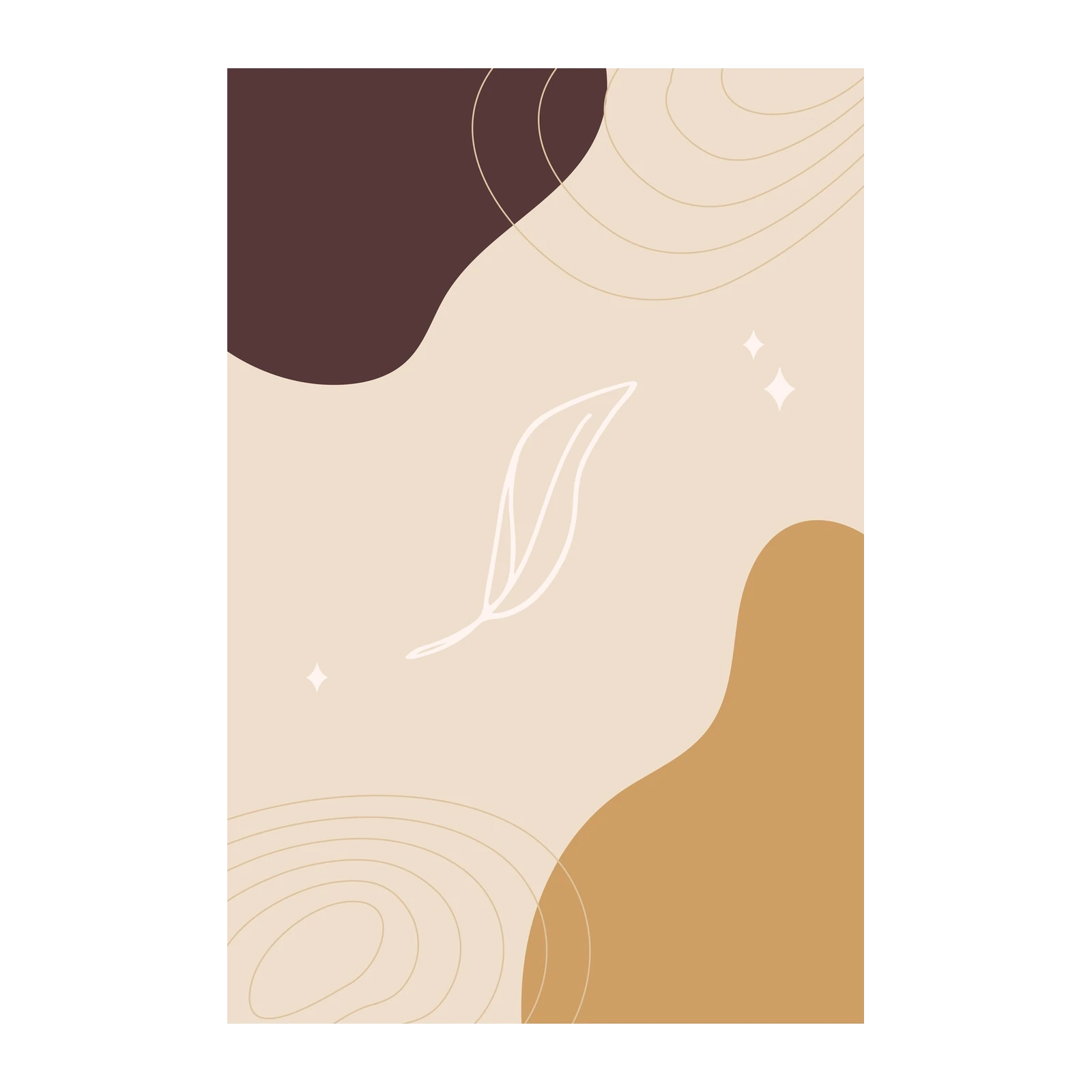 Boho Abstract Leaf Mid Century Modern Wall Art