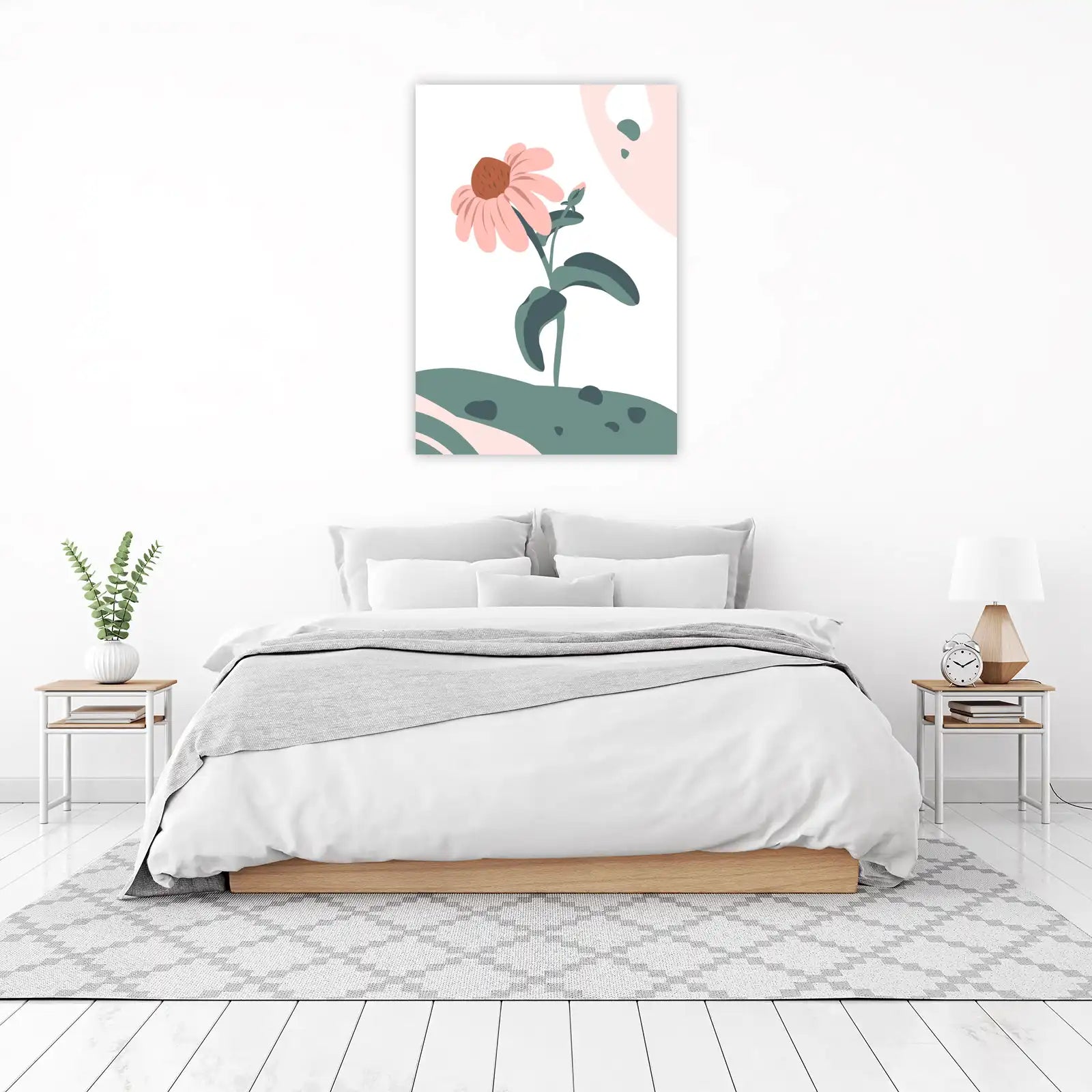 Soft Pink Floral Minimalist Wall Art