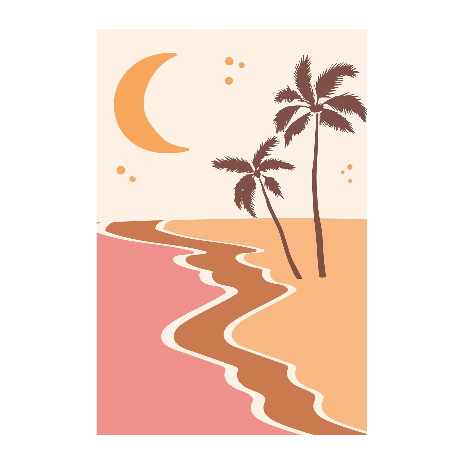 Boho Moonlit Palm Beach Wall Art