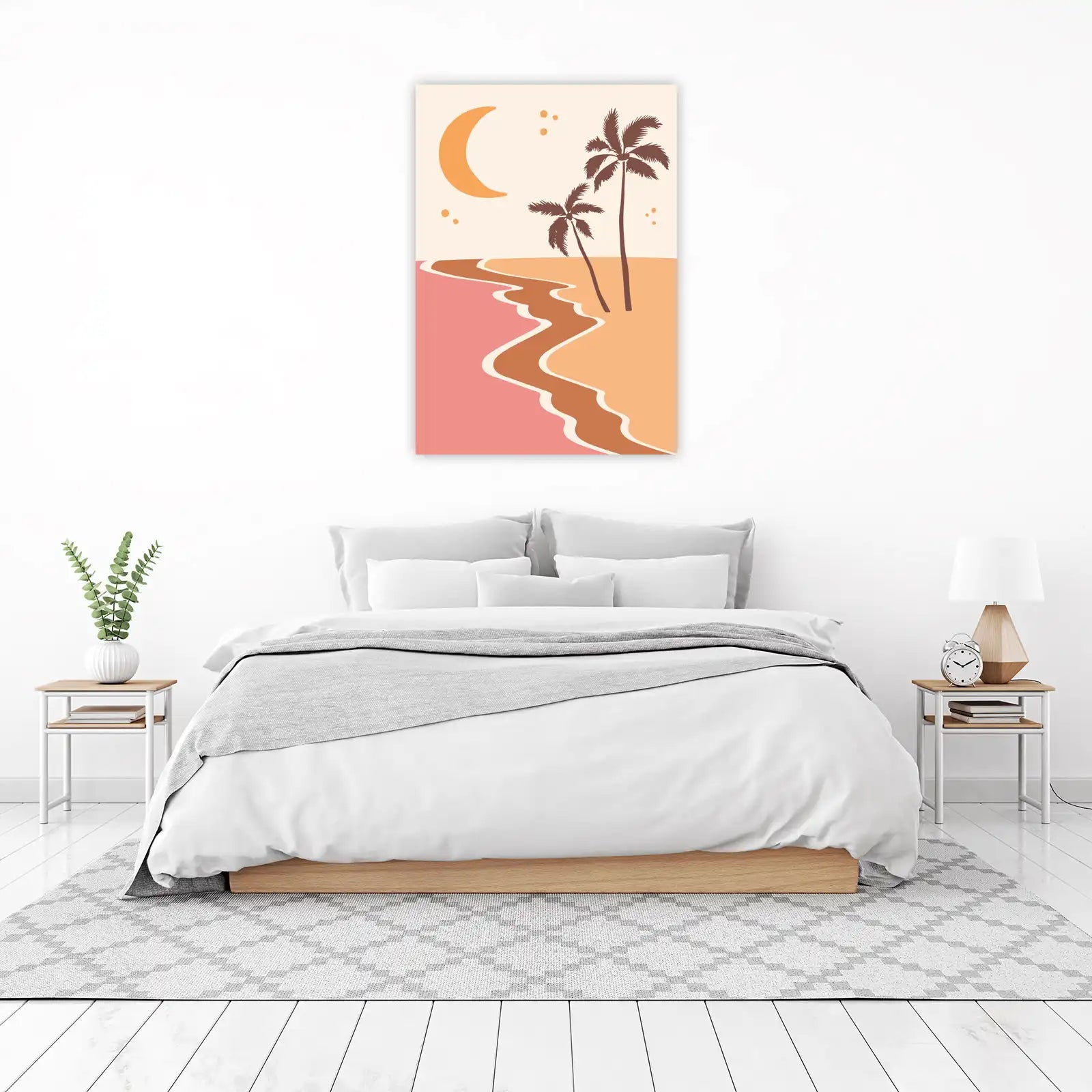 Boho Moonlit Palm Beach Wall Art